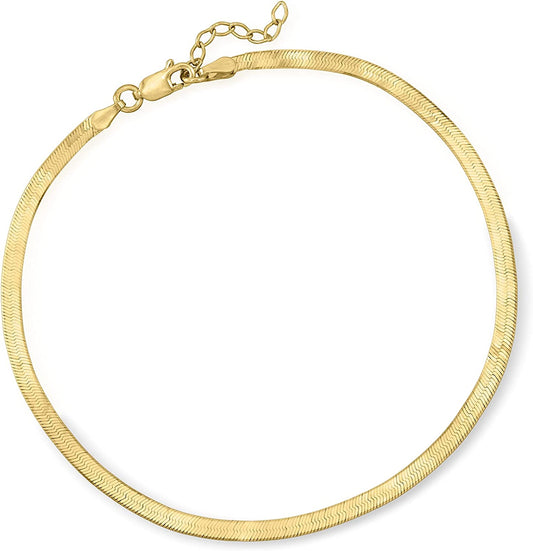 Ross-Simons 3Mm 18Kt Gold over Sterling Herringbone Anklet. 9 Inches Apparel & Accessories > Jewelry > Anklets Ross-Simons