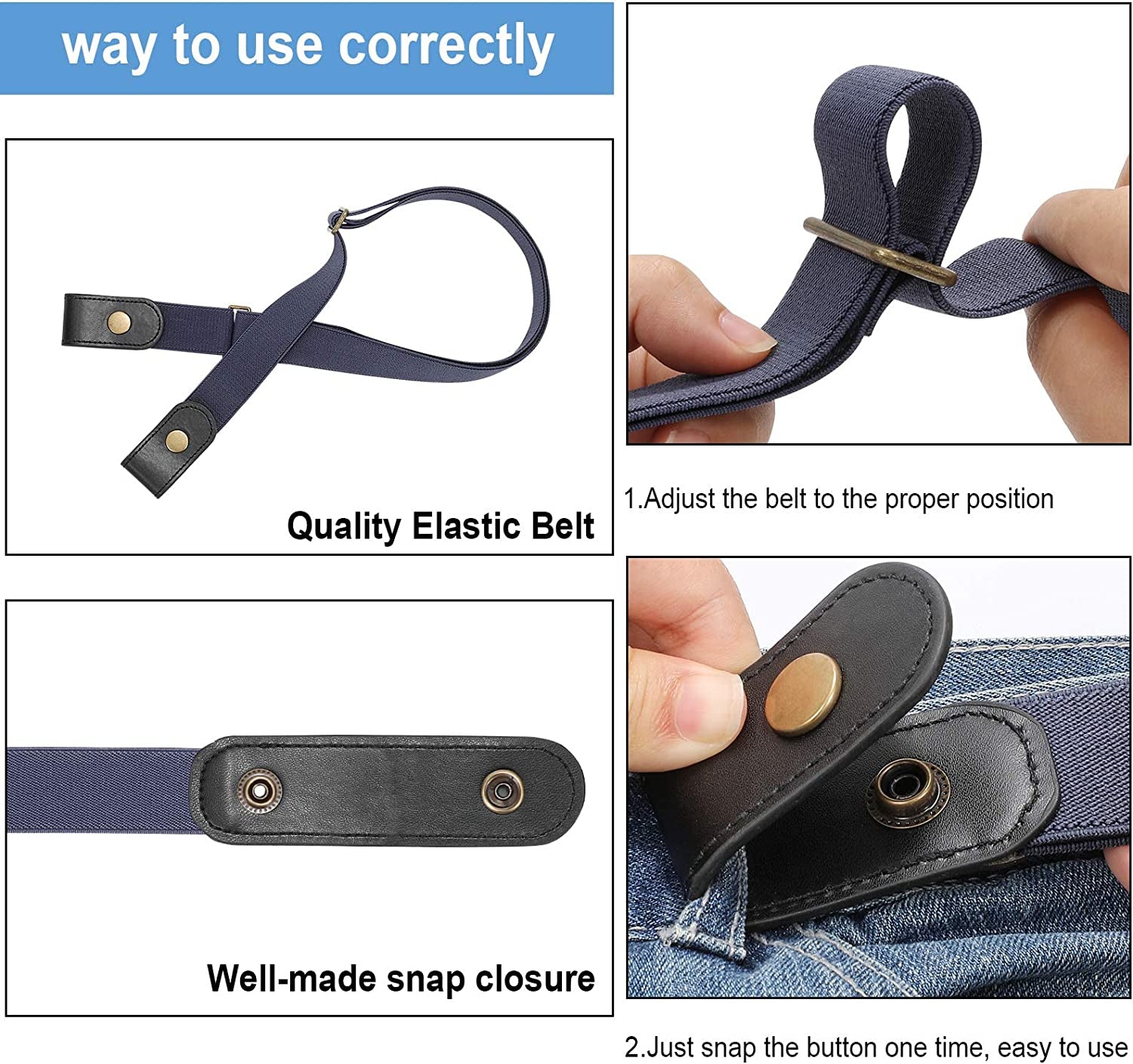 SANSTHS Buckle-Free Elastic Women Belt for Jeans without Buckle, Comfortable Invisible Belt No Bulge No Hassle Apparel & Accessories > Clothing Accessories > Belts SANSTHS