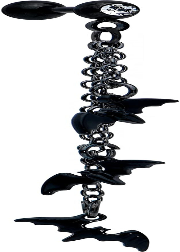 Body Candy 16G Womens Black Plated Steel Bats Chain Dangle Cartilage Earring Helix Tragus Jewelry 1/4" Apparel & Accessories > Jewelry > Body Jewelry Body Candy