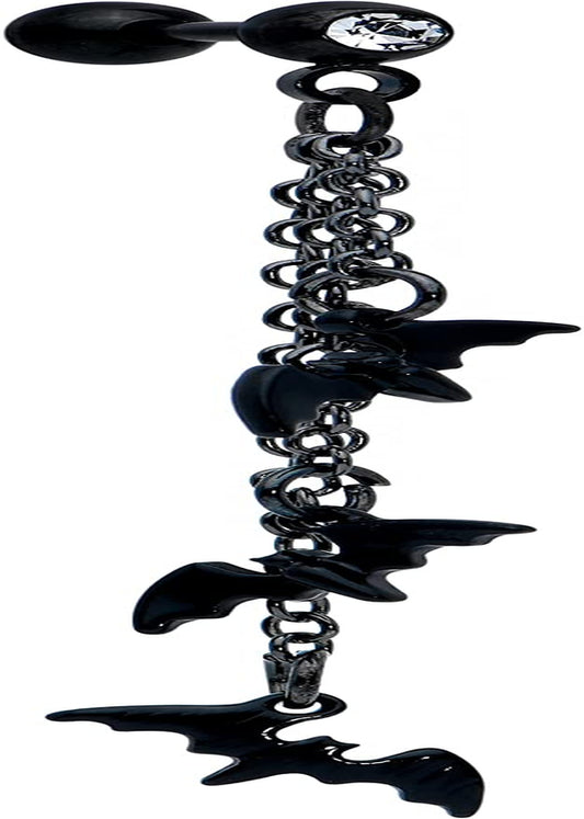 Body Candy 16G Womens Black Plated Steel Bats Chain Dangle Cartilage Earring Helix Tragus Jewelry 1/4" Apparel & Accessories > Jewelry > Body Jewelry Body Candy
