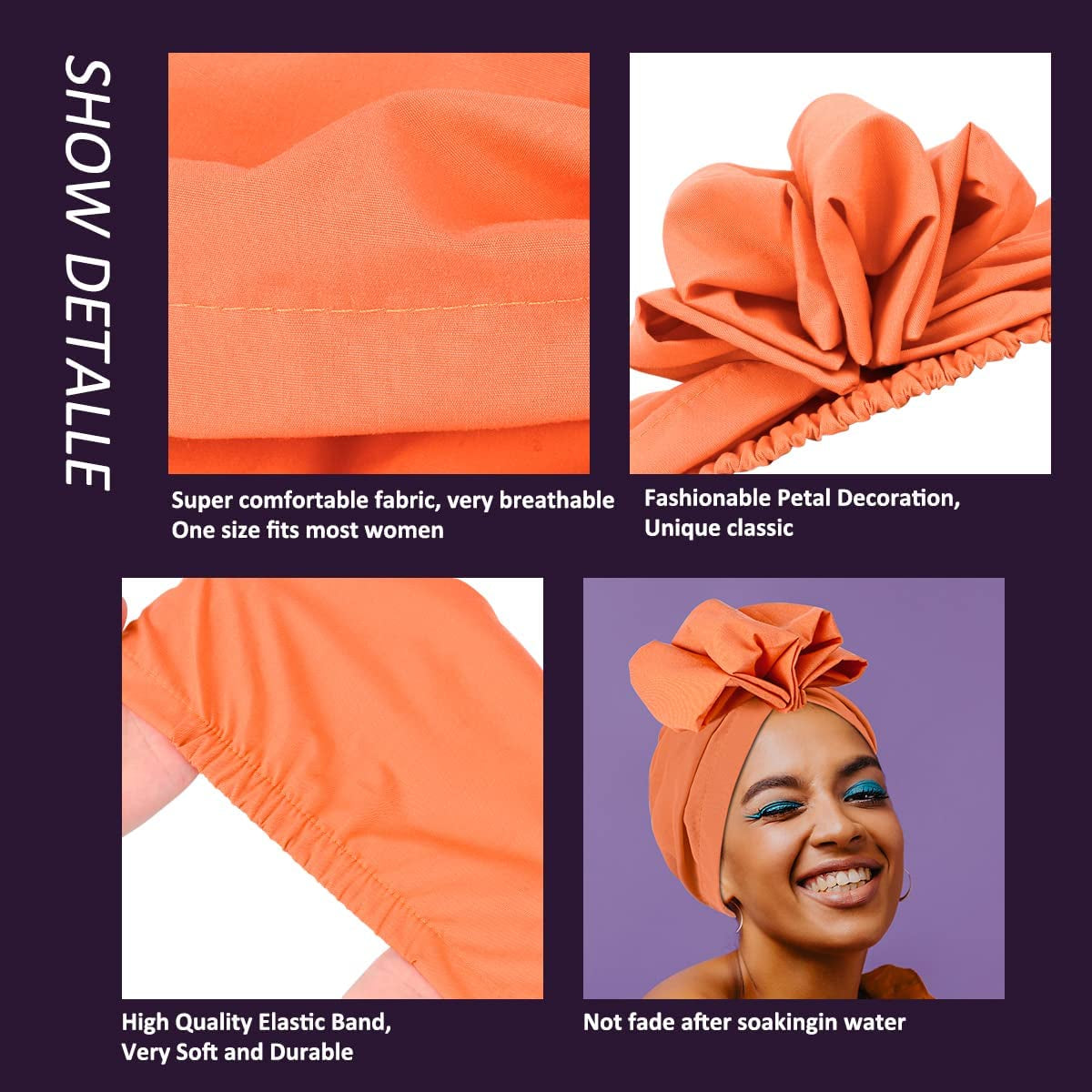 Women Turbans and Head Wraps,Skull-Caps,African Turban Flower Knot Pre-Tied Bonnet Beanie Cap for Women Apparel & Accessories > Clothing Accessories > Headwear DANMY