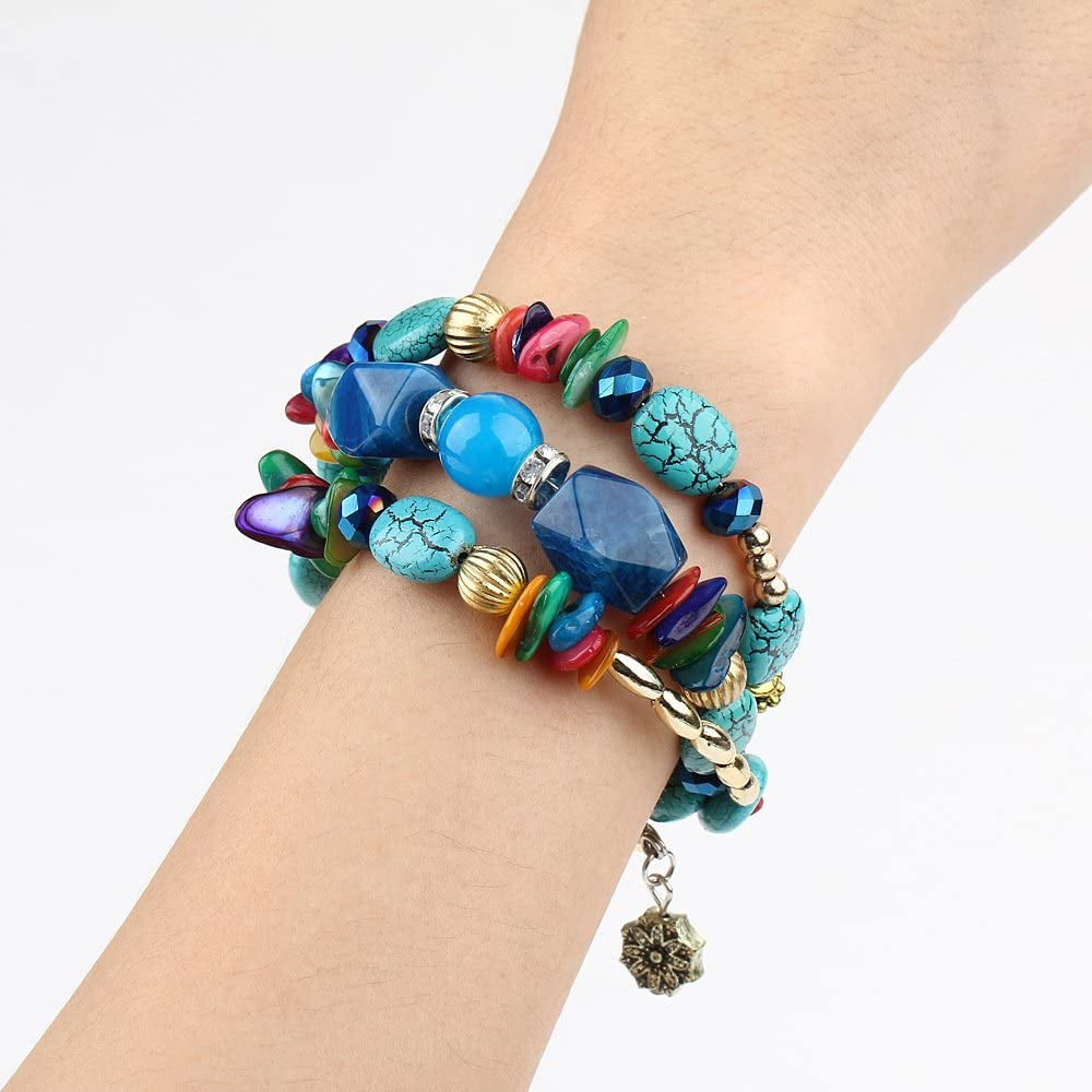 Boho Multilayer Irregular Agate Beads Charm Bracelets for Women Vintage Jade Stone Man Bracelets Yoga Bangles Ethnic Jewelry Apparel & Accessories > Jewelry > Bracelets MIXIA