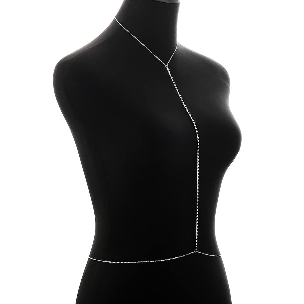 Blindery Sexy Body Chains Silver Rhinestone Belly Waist Chain Beach Body Jewelry Party Body Accessory for Women and Girls Apparel & Accessories > Jewelry > Body Jewelry Blindery