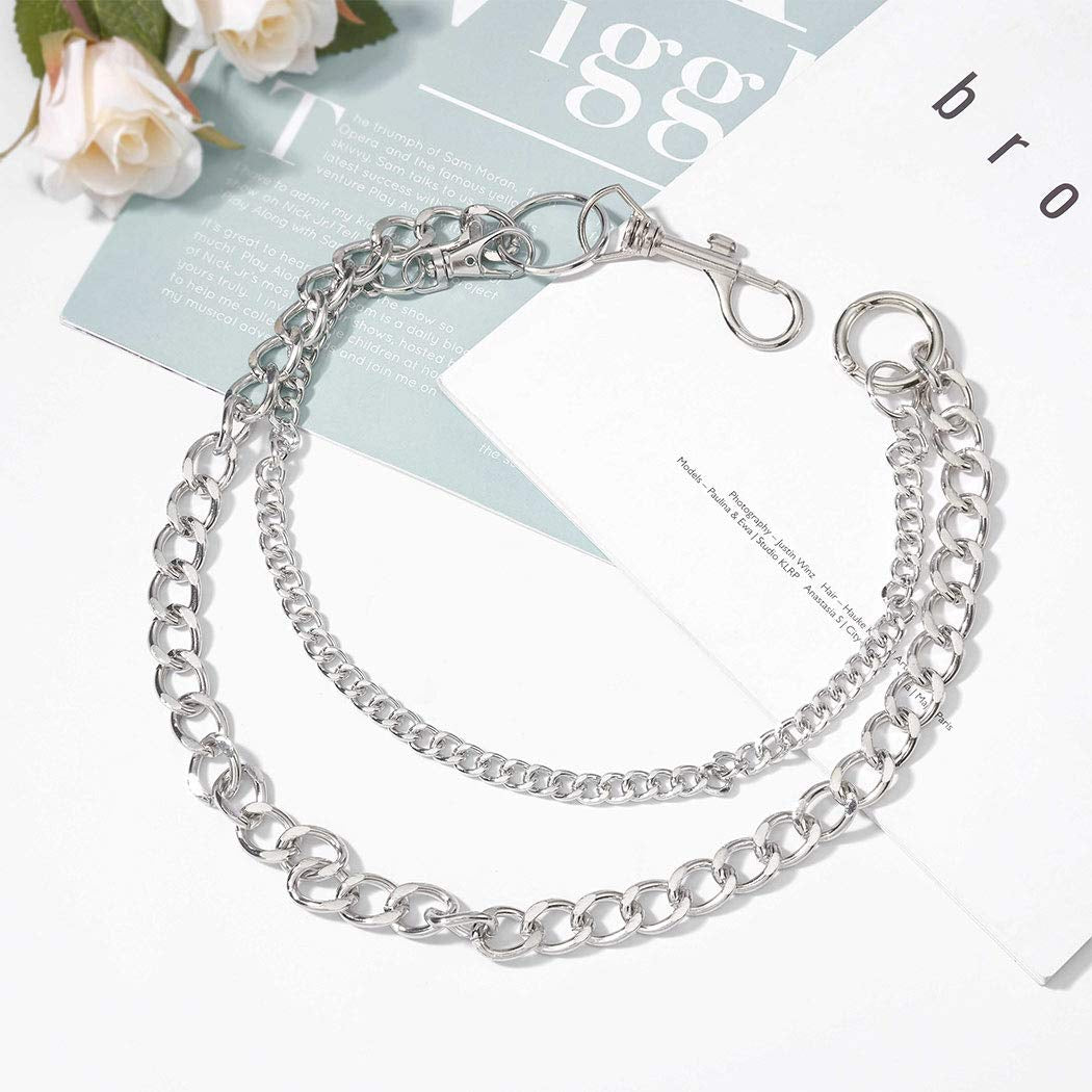 Bodiy Pocket Wallet Chain Silver Cuban Jean Pants Belt Chains Waist Belly Body Chain Jewelry for Women and Girls Apparel & Accessories > Jewelry > Body Jewelry BODIY