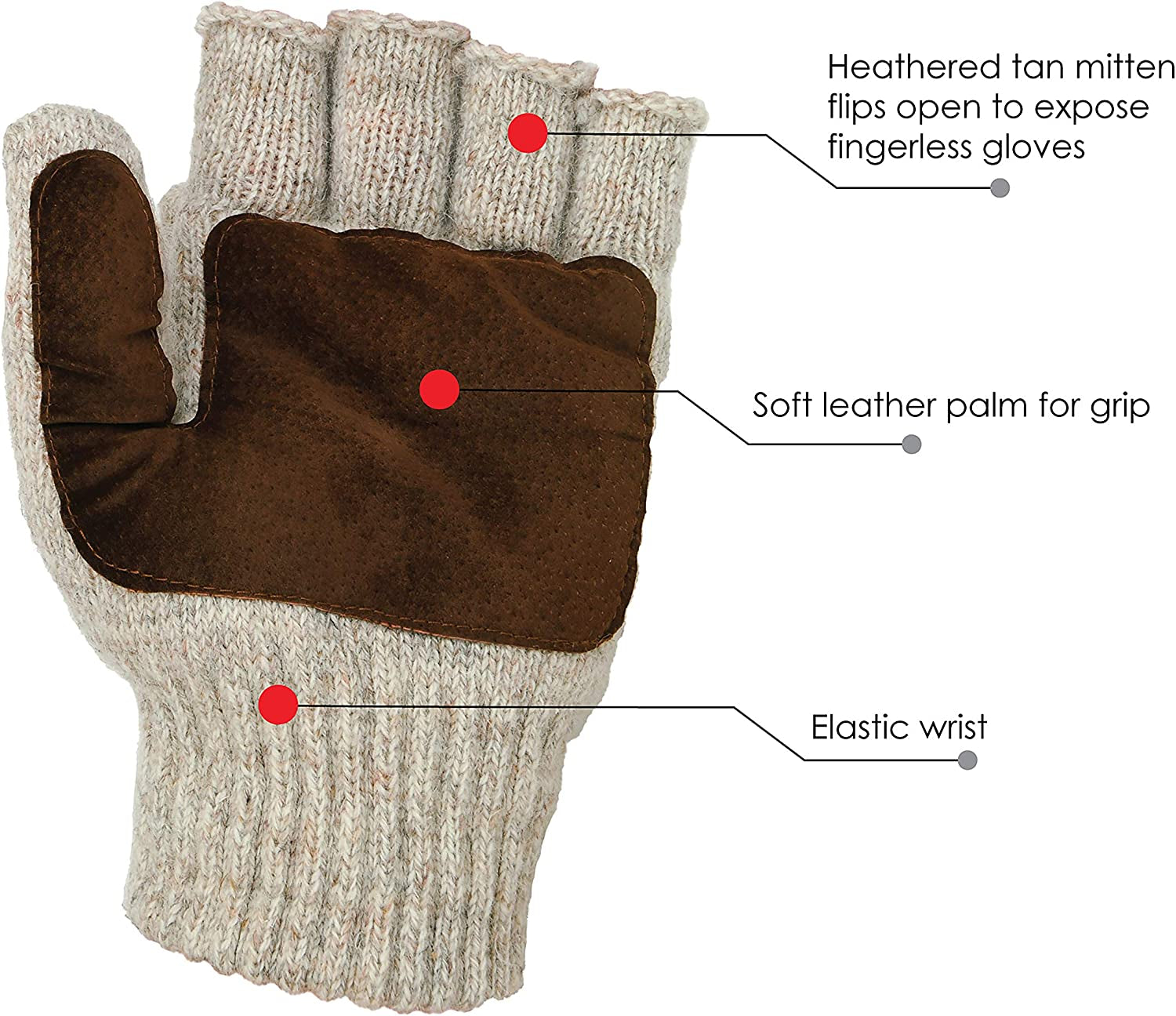 Illinois Glove Company 360 Rag Wool Glomitt Flip Mitten 3M Thinsulate Lined Tan Apparel & Accessories > Clothing Accessories > Gloves & Mittens Illinois Glove Company