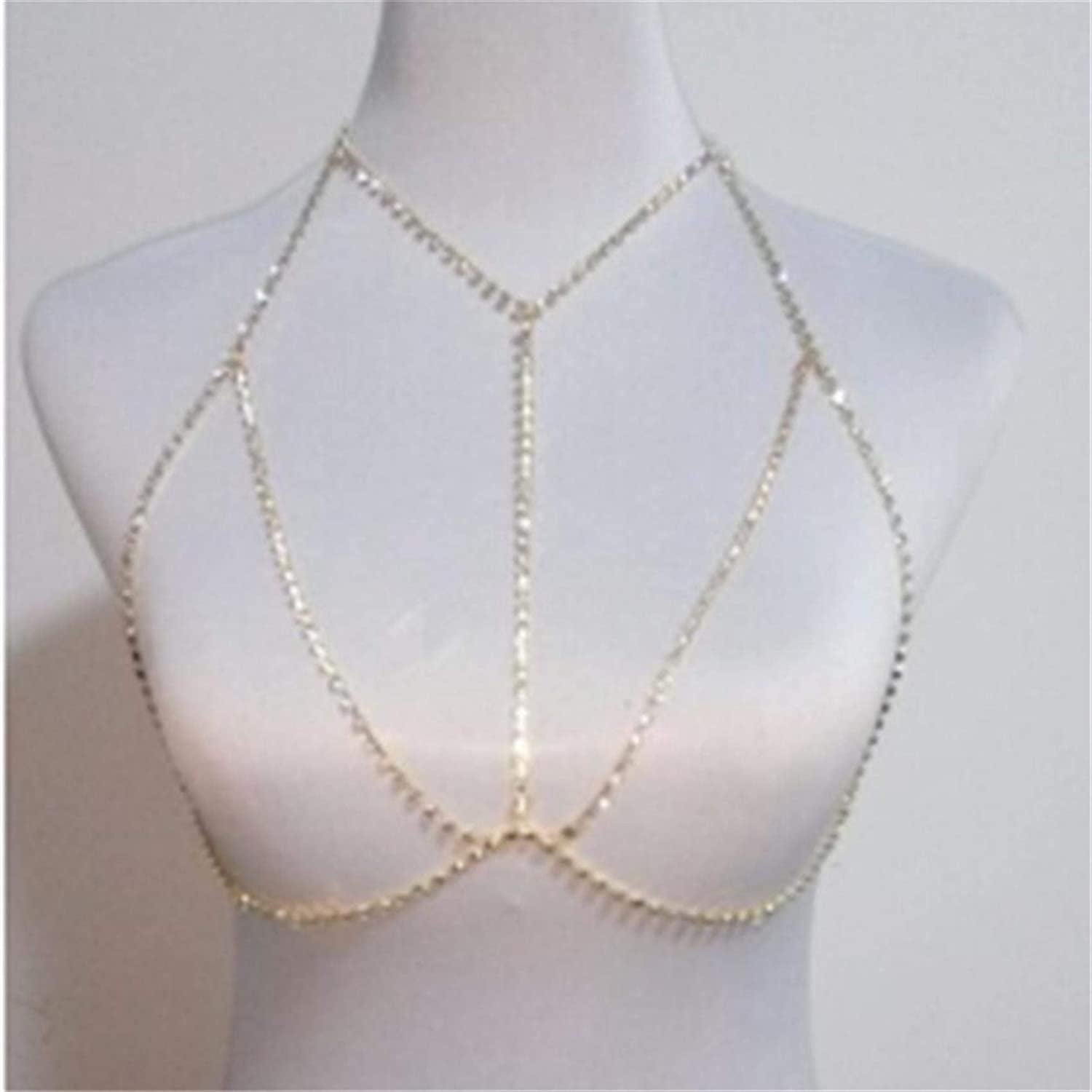 Atmneris Body Chain Sexy Crystal Bra Chest Chains Harness Chain Summer Bikini Body Jewelry Jewelry for Women,Silver Apparel & Accessories > Jewelry > Body Jewelry Generic Gold