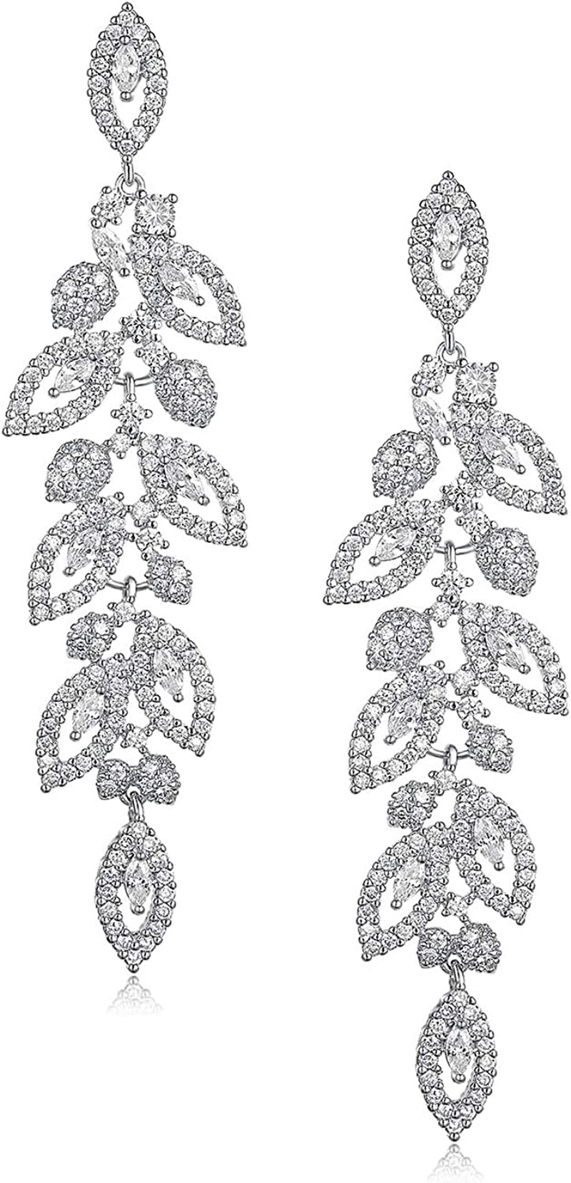 SWEETV Wedding Bridal Chandelier Earrings, Crystal Rhinestone Drop Dangle Earrings for Women Brides Apparel & Accessories > Jewelry > Earrings SWEETV 02.Silver