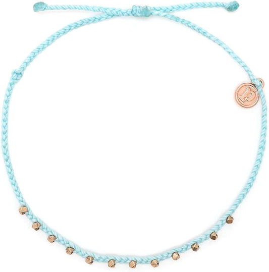 Pura Vida Rose Gold Stitched Beaded Anklet - Waterproof, Artisan Handmade, Adjustable, Threaded, Fashion Jewelry for Girls/Women Apparel & Accessories > Jewelry > Anklets Pura Vida