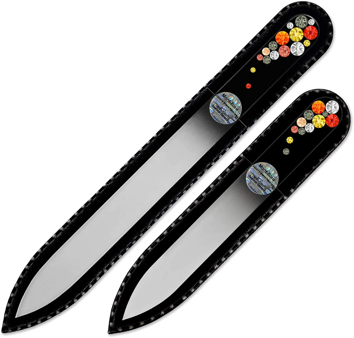 Best Gifts for Women - Mont Bleu Set of 2 Glass Nail Files Hand Decorated with Crystals - Handmade Gifts - Nail Filer Kit - Excellent Nail Filing Tools - Washable Nail Files Health & Beauty > Personal Care > Cosmetics > Cosmetic Tools > Nail Tools Mont Bleu Fireopal