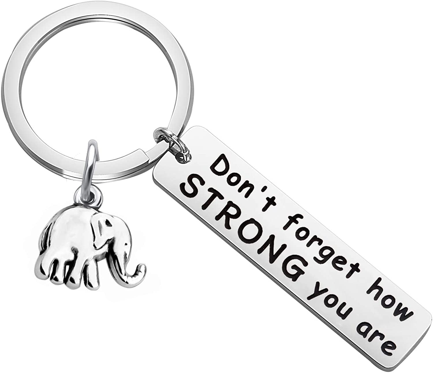MYOSPARK Elephant Keychain Don'T Forget How Strong You Are Inspirational Gift for Graduate Elephant Lovers Apparel & Accessories > Jewelry > Necklaces MYOSPARK Elephant Keychain