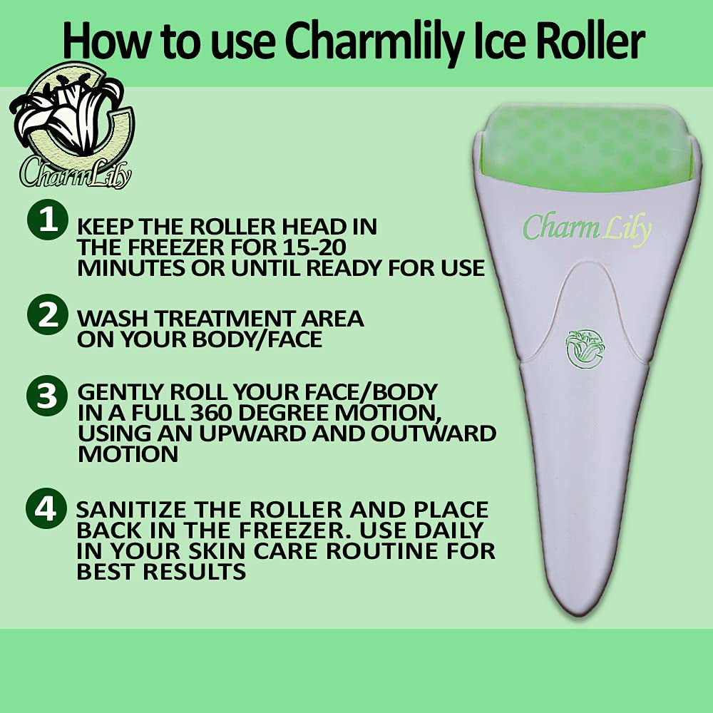 Jade & Ice Roller + Gua Sha Massager Tool Set for Face & Eyes by Charmlily, Puffiness, Reduce Wrinkle Aging, Migraine, Pain Relief on Neck & Body, Cold Facial Original Natural Stone - 3 in 1 Health & Beauty > Personal Care > Cosmetics > Cosmetic Tools > Skin Care Tools CHARMLILY