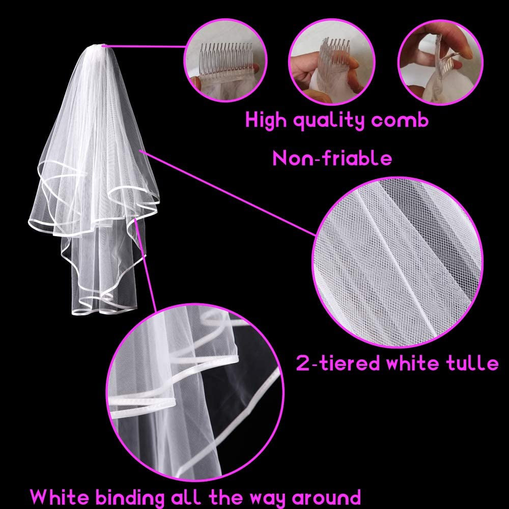 Rose Gold Glitter Bride to Be Sash and Glitter Rhinestone Bride Tiara and White Double Ribbon Edge Center Cascade Veil with Comb Bachelorette Party Apparel & Accessories > Clothing Accessories > Sashes KUNG FU PARTY