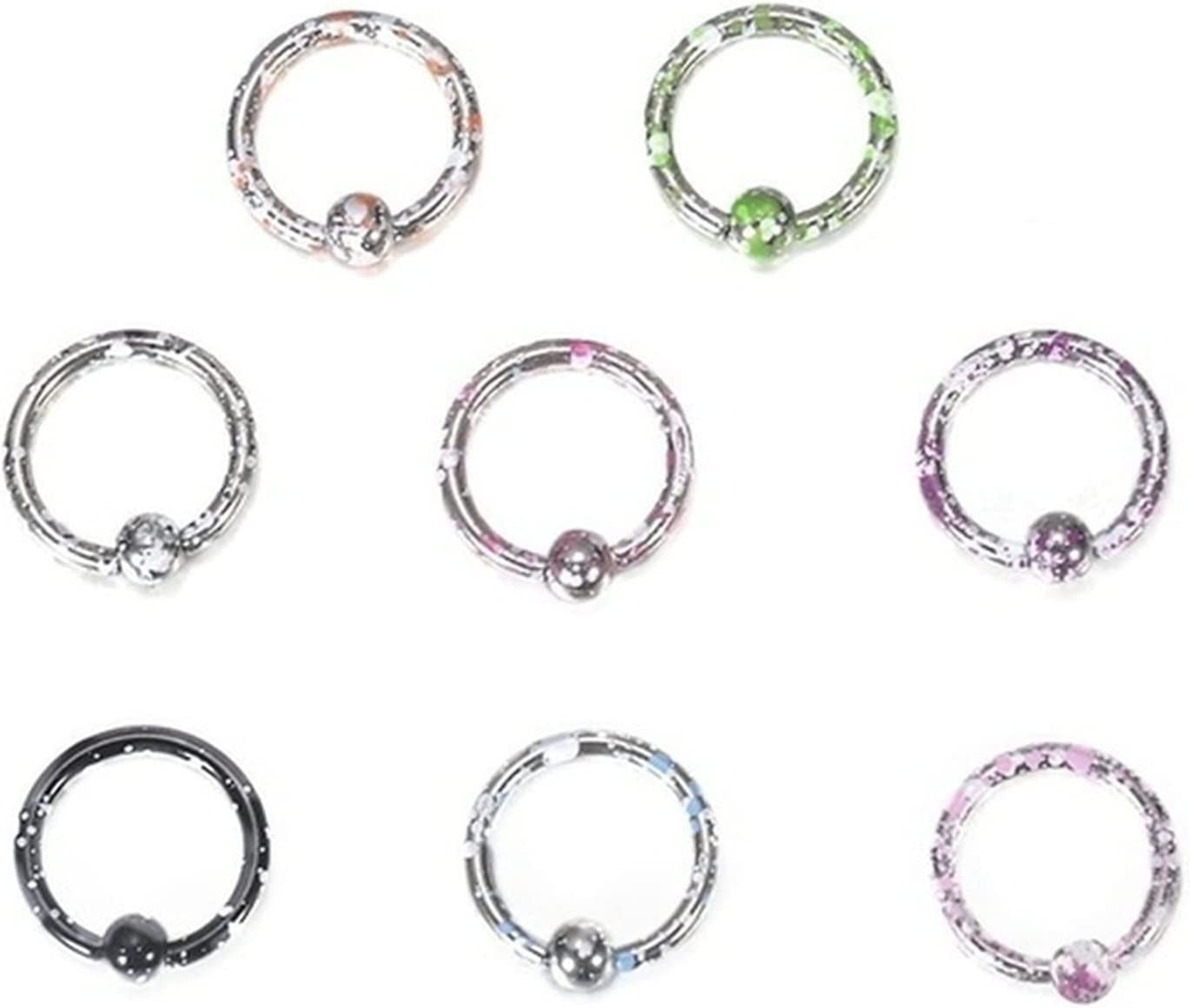 DONGMING Perforated Nose Rings Unisex Hoop Nose Rings Septum Ring Body Piercing Jewelry Nose Ring Nose Studs (Multicolor, 8Pcs) Apparel & Accessories > Jewelry > Rings Generic