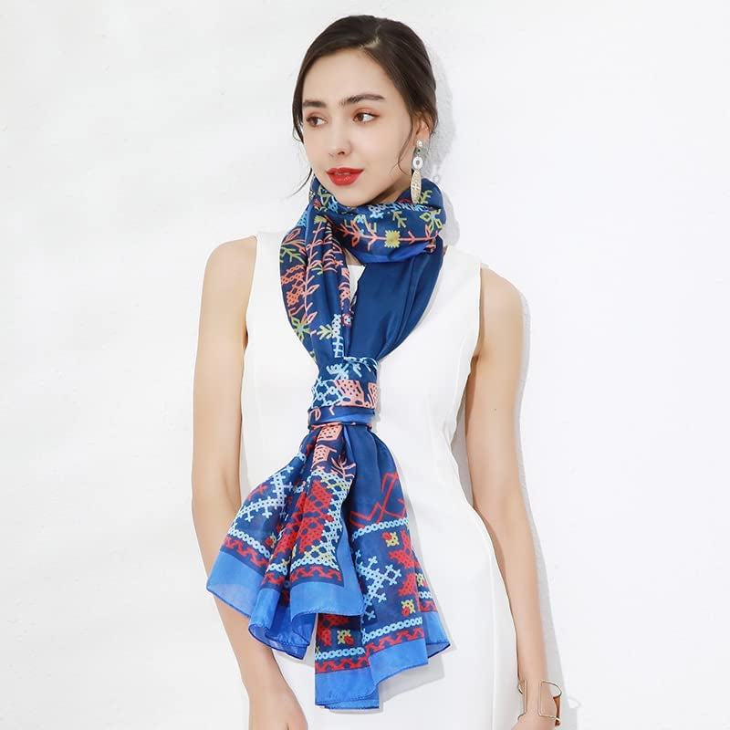 DANA XU Women'S Mulberry Satin Silk Fashion Summer Shawls Large Size Floral Scarf Oversize Soft Wraps for Evening Dresses Apparel & Accessories > Clothing Accessories > Scarves & Shawls DANA XU