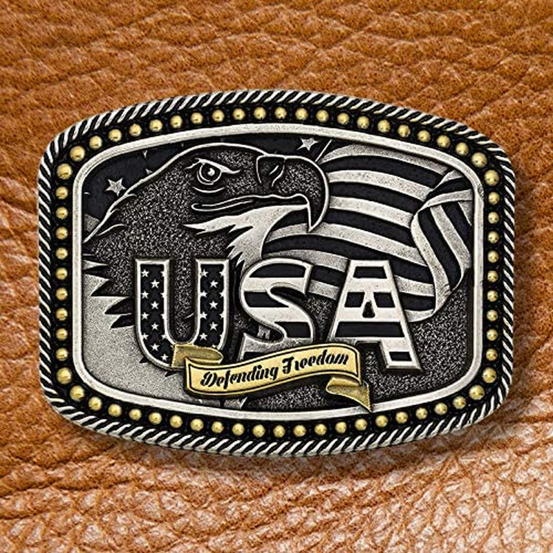 Montana Silversmiths 2Nd Amendment Series Attitude Western Belt Buckle (Defending Freedom USA - Tri Color) Apparel & Accessories > Clothing Accessories > Belt Buckles Montana Silversmiths