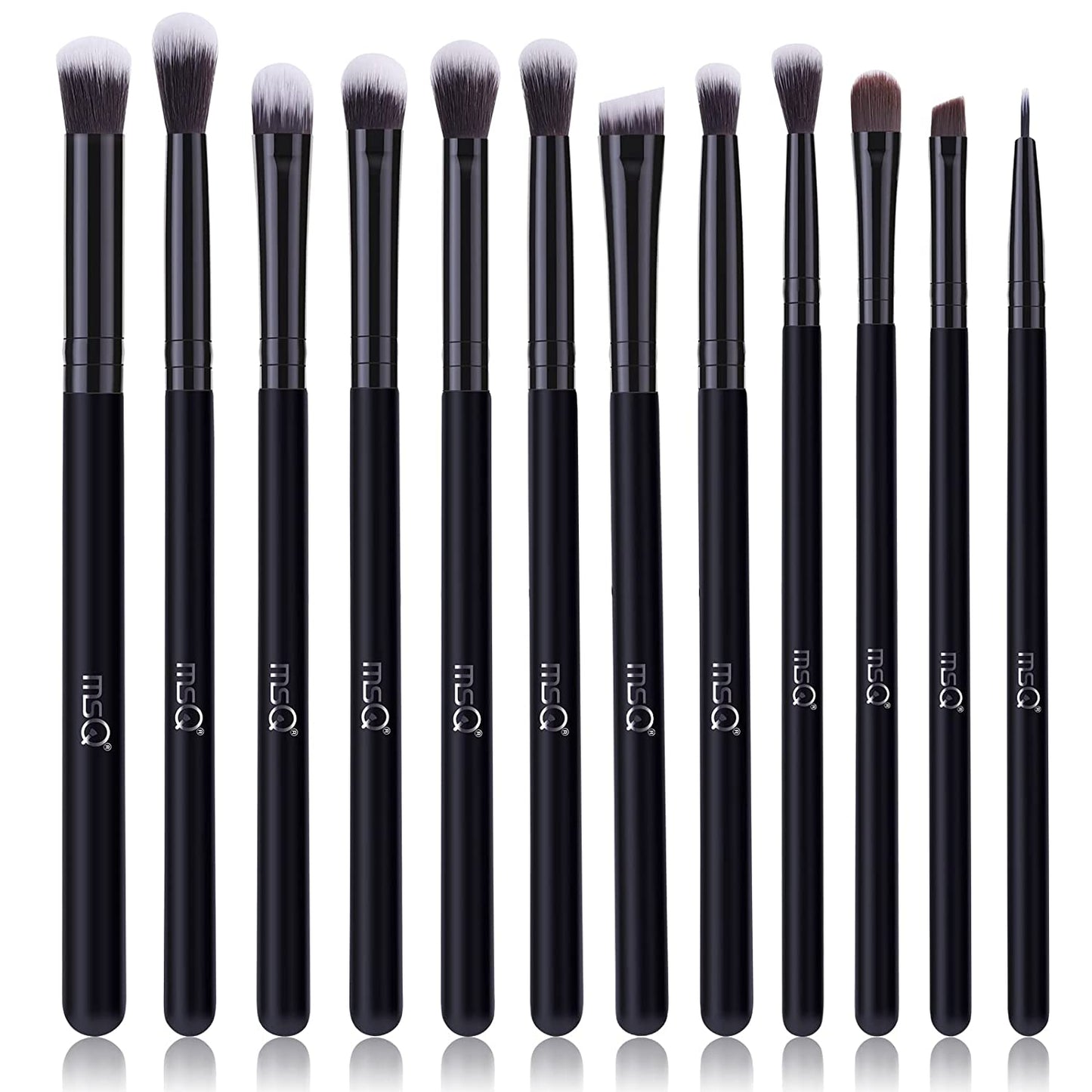 MSQ Eye Makeup Brushes 12Pcs Eyeshadow Brushes Rose Gold Makeup Brushes Set with Soft Synthetic Hairs & Real Wood Handle for Eyeshadow, Blending, Eyebrow, Eyeliner (Rose Gold) Health & Beauty > Personal Care > Cosmetics > Cosmetic Tools > Makeup Tools MSQ Pure Black Standard