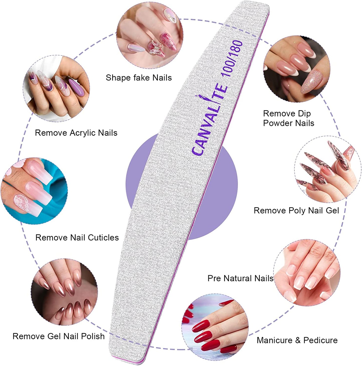 Canvalite 10 PCS Nail File Professional Nail Files Reusable Double Sided Emery Board(100/180 Grit) Nail Styling Tools for Home and Salon Use Health & Beauty > Personal Care > Cosmetics > Cosmetic Tools > Nail Tools CANVALITE