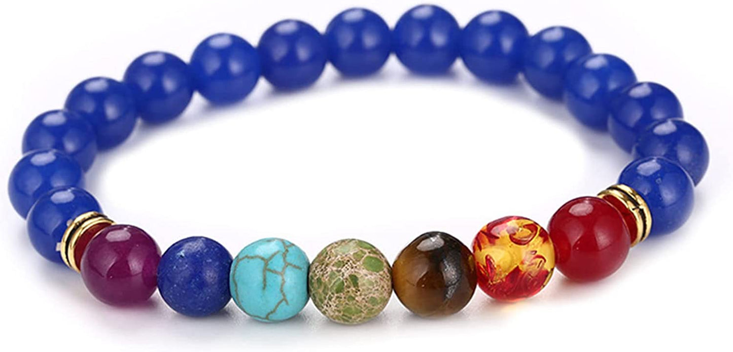Healing Crystals Bracelet Natural Gemstones Beads Bracelet Elastic Natural Stone Yoga Beads Bracelet Apparel & Accessories > Jewelry > Bracelets Generic Royal Blue