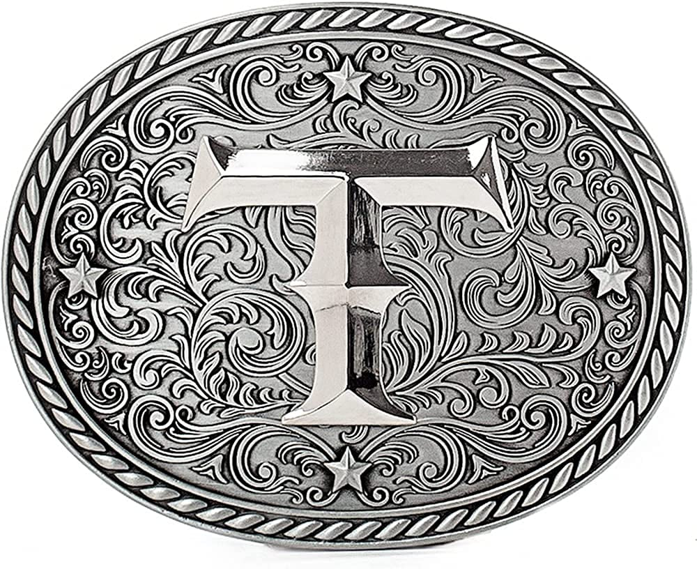 Western Cowboy/Cowgirl Initial Belt Buckle - Large, Letter Buckles for Men and Women Apparel & Accessories > Clothing Accessories > Belt Buckles Itera T