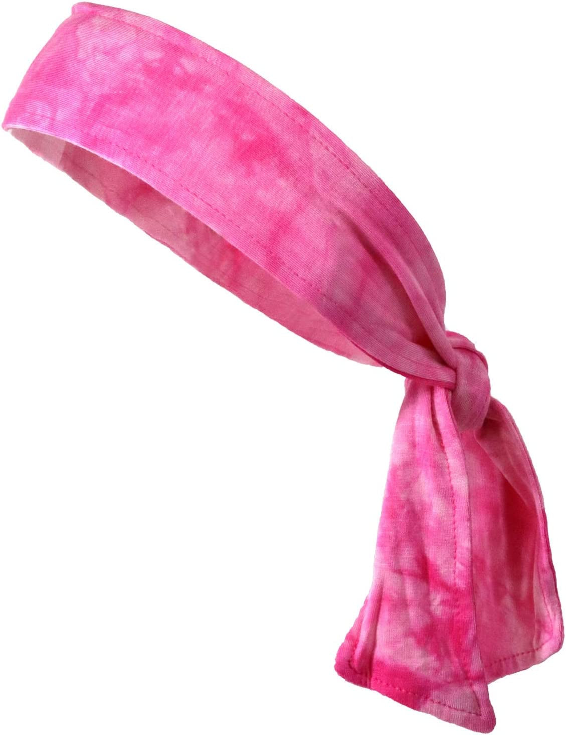 Kenz Laurenz Headbands Tie on Headband for Women Men Running Athletic Hair Head Band Elastic Sports Sweat Basketball Sweatband Stetchy Yoga Workout Sweatbands Adjustable Non-Slip Moisture Wicking Apparel & Accessories > Clothing Accessories > Bandanas & Headties Kenz Laurenz Pink Tie Dye