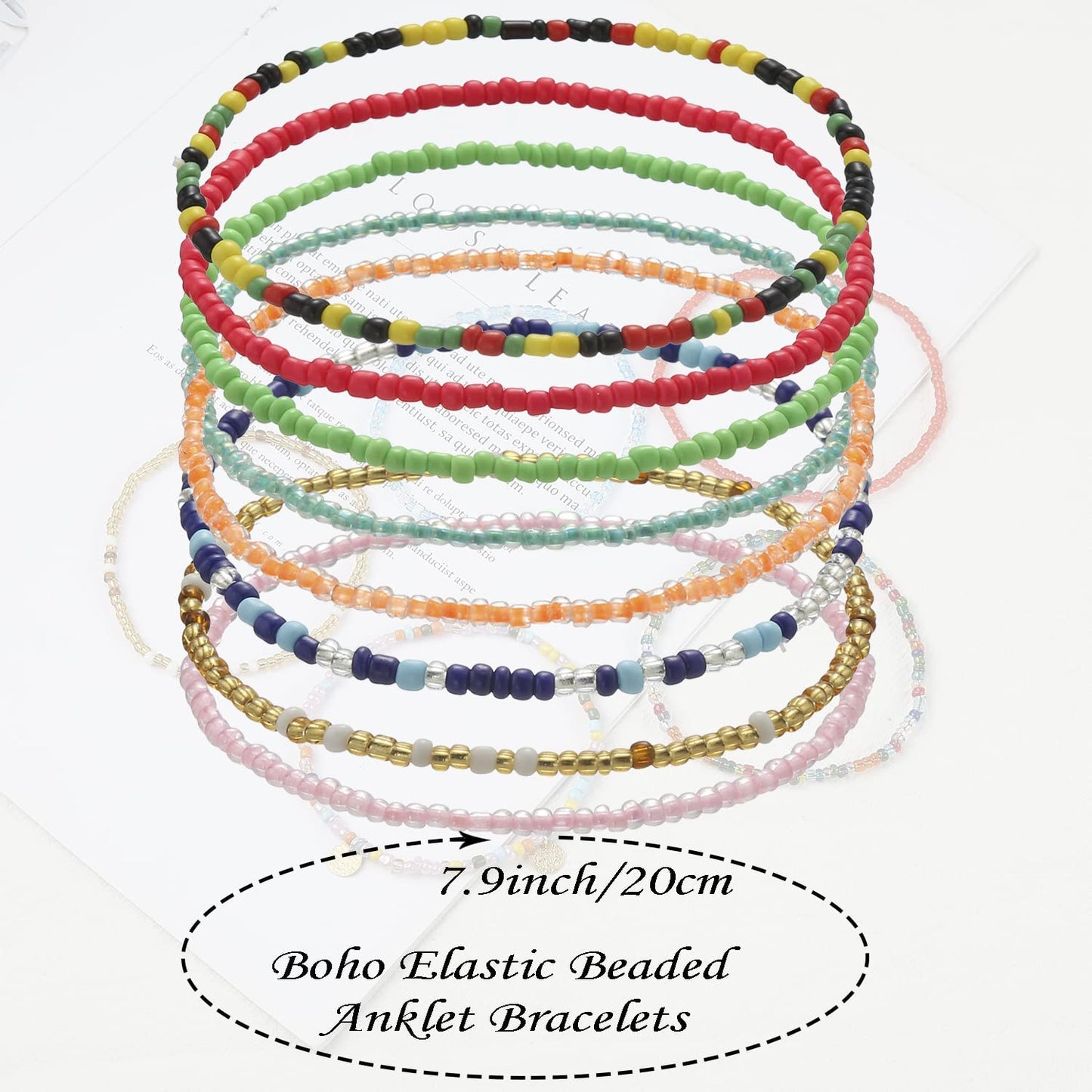 Beaded Anklet for Women Handmade Boho Beaded Ankle Bracelets Colorful Beads Foot Anklets for Teen Girls Apparel & Accessories > Jewelry > Anklets Taouzi