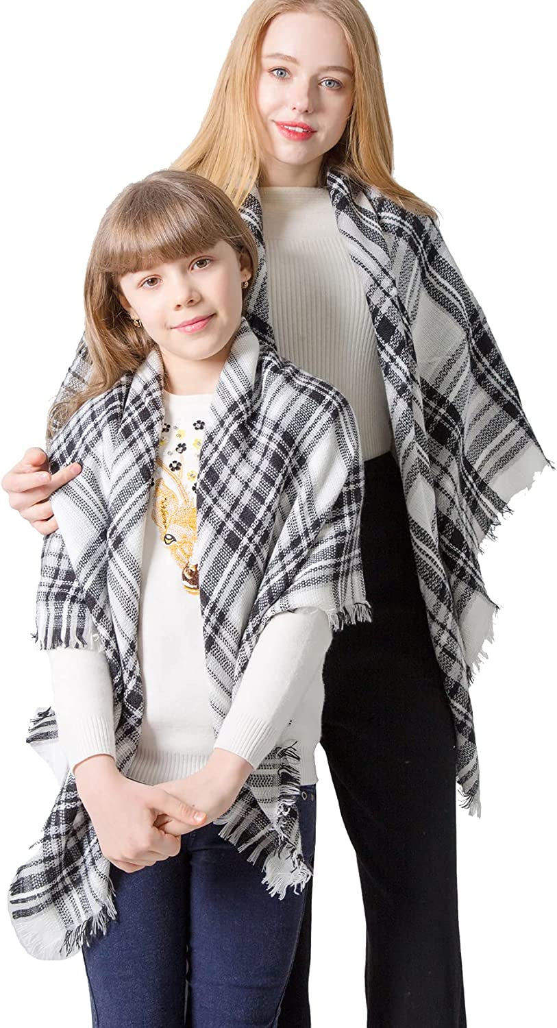 Plaid Scarf Soft Warm Tartan Shawl Cape Blanket Scarves Fashion Wrap Apparel & Accessories > Clothing Accessories > Scarves & Shawls vxsvxm White/Black