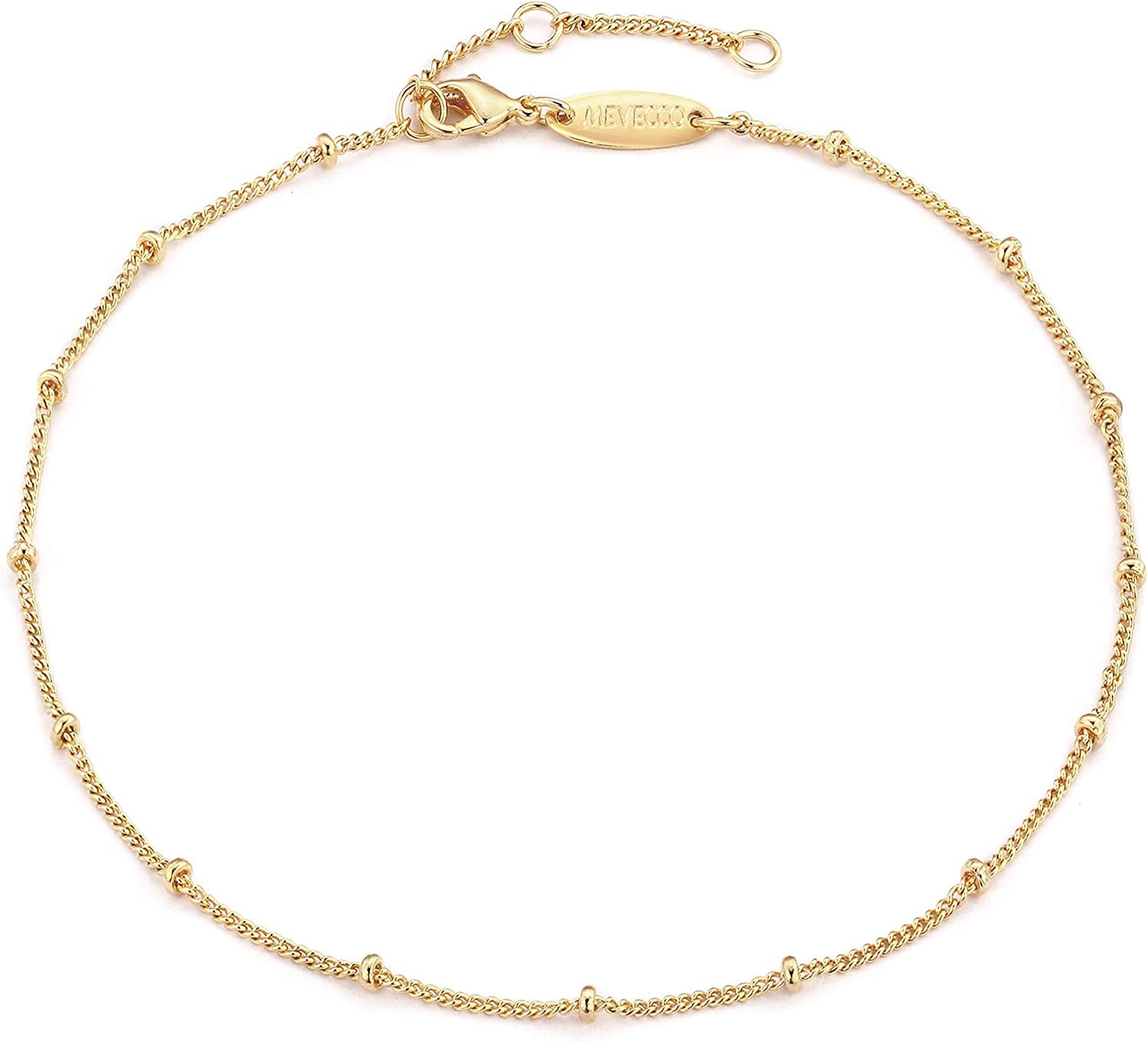 Mevecco Gold Evil Eye Charm Anklet,14K Gold Plated Boho Beach Dainty Cute Tiny Lucky Star Foot Chain Ankle Bracelet Silver Beaded Chain Anklet for Women Apparel & Accessories > Jewelry > Anklets MEVECCO Gold Bead