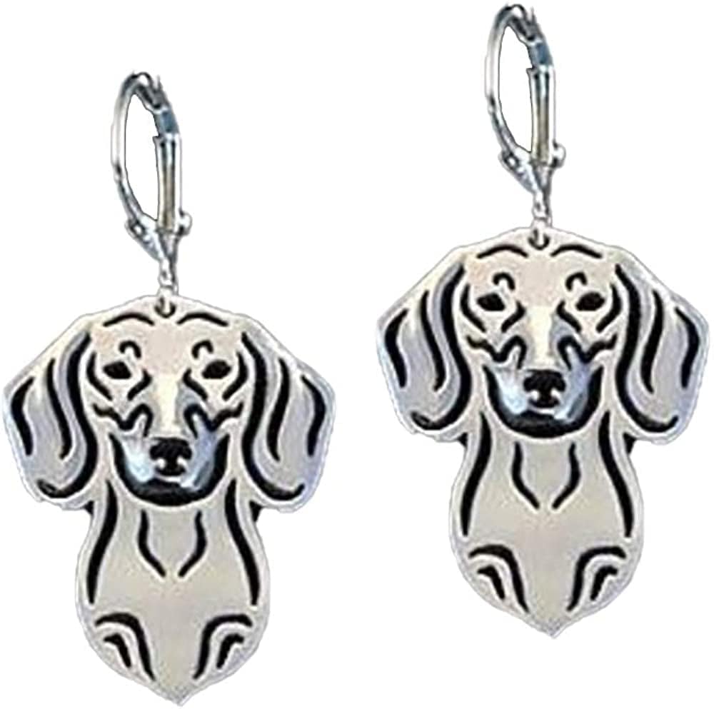 Dachshund Dog Drop Dangle Earrings and Necklace Set for Girls Women by Sterling Silver Cute Puppy Pet Jewelry Earrings Only