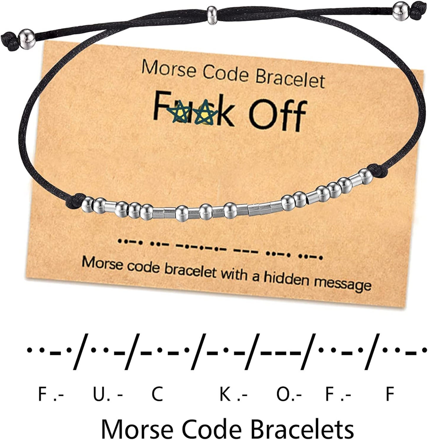 Tarsus Fuck off Morse Code Bracelets Dainty Jewelry Gifts for Women Men Best Friend Apparel & Accessories > Jewelry > Bracelets R&H Jewelry