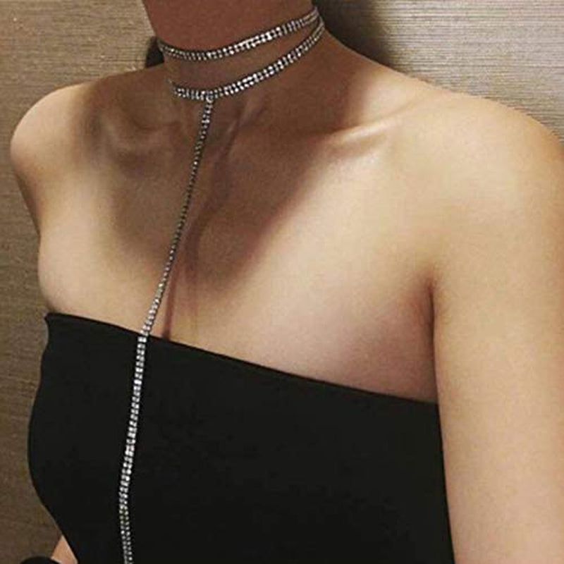 Blindery Rinestone Body Chains Jewelry Sexy Layered Body Necklace Crystal Body Necklace Nightclub Party Bikini Body Jewelry for Women and Girls Apparel & Accessories > Jewelry > Body Jewelry Blindery