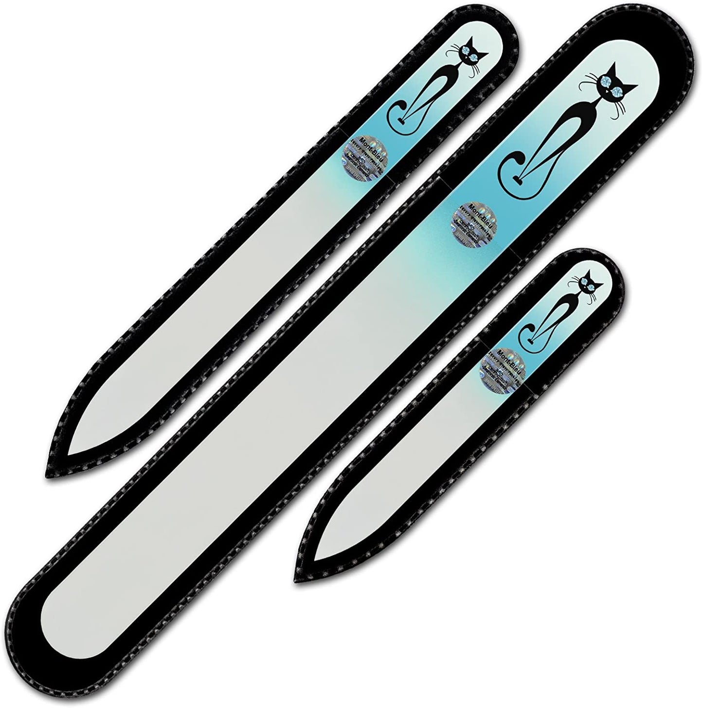 Mont Bleu Set of 3 Cats Crystal Nail Files Hand Decorated with Crystals from Swarovski - Handmade - Czech Tempered Glass - Lifetime Guaranty - Excellent Nail Filing Tools - Premium Glass Nail File Health & Beauty > Personal Care > Cosmetics > Cosmetic Tools > Nail Tools Mont Bleu White Sky