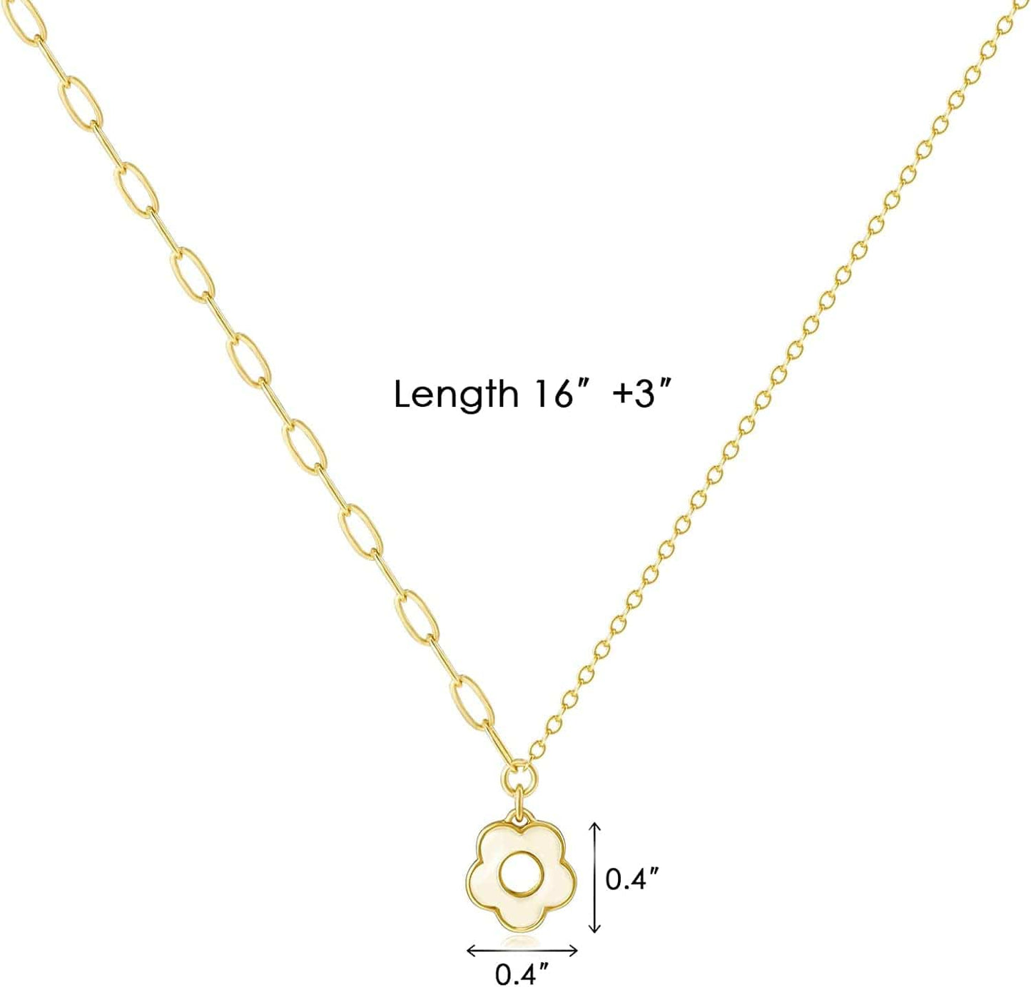 Dainty Gold Necklaces: Pendant Necklace for Women Trendy Long Gold Plated Cute Choker Necklaces for Teen Girls Trendy Jewelry Gifts for Women Mom Female Friend Daughter 16"+3"