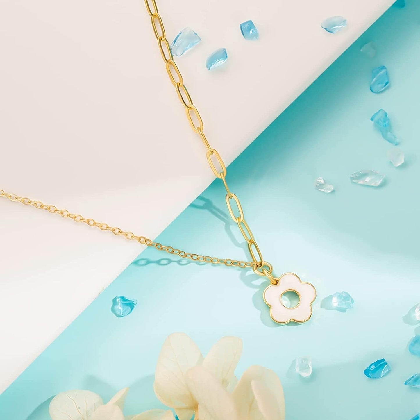 Dainty Gold Necklaces: Pendant Necklace for Women Trendy Long Gold Plated Cute Choker Necklaces for Teen Girls Trendy Jewelry Gifts for Women Mom Female Friend Daughter 16"+3"