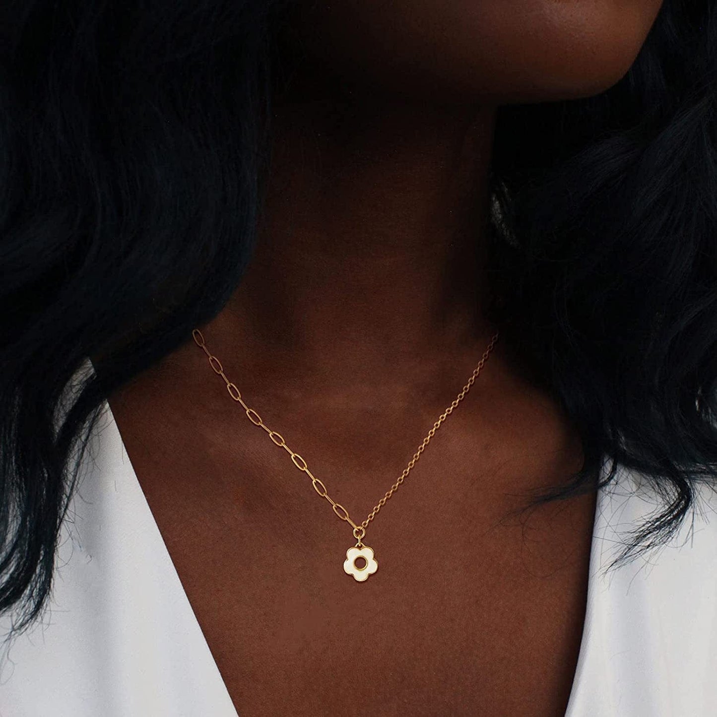 Dainty Gold Necklaces: Pendant Necklace for Women Trendy Long Gold Plated Cute Choker Necklaces for Teen Girls Trendy Jewelry Gifts for Women Mom Female Friend Daughter 16"+3"