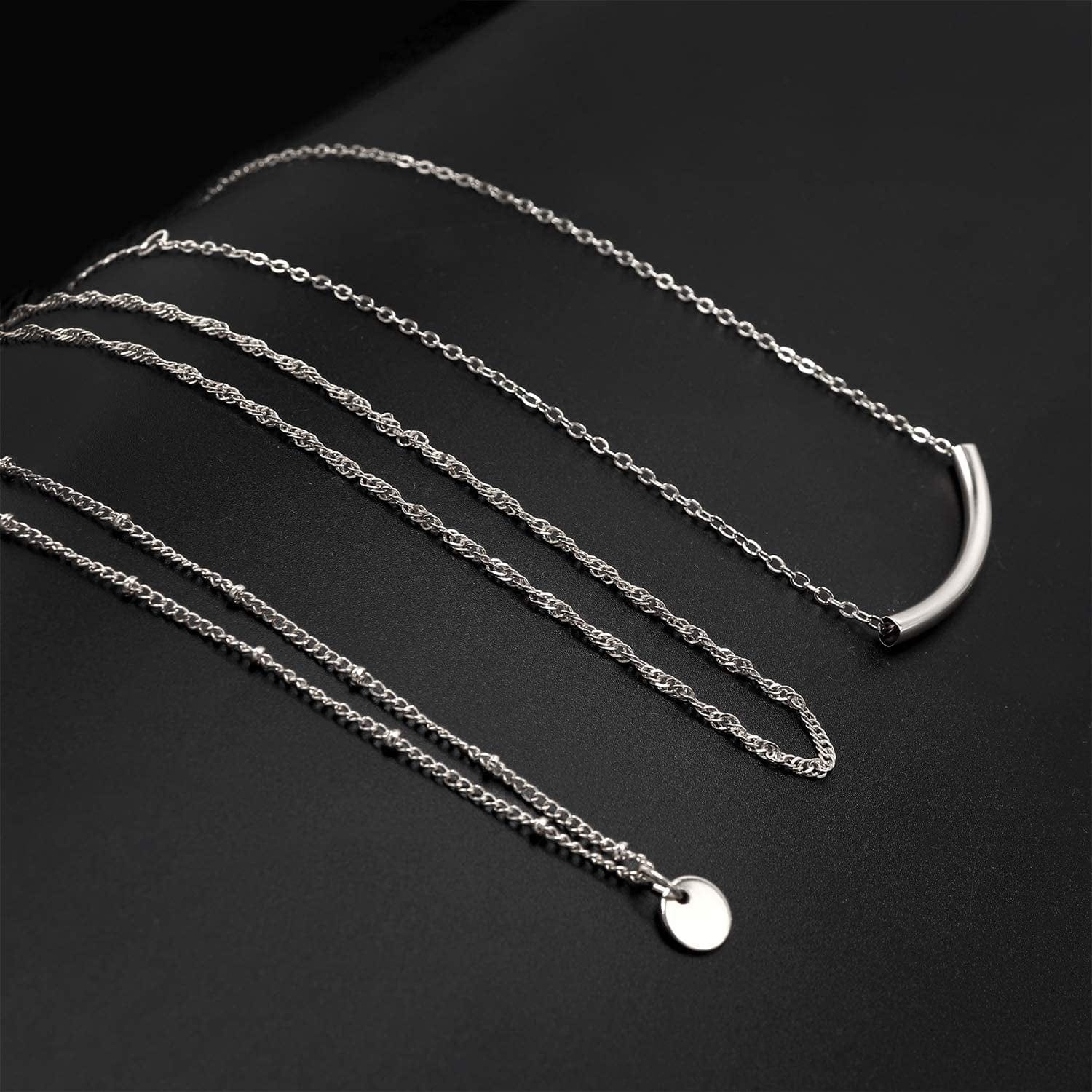 Dainty Layered Choker Necklaces Handmade Coin Tube Star Pearl Pendant Multilayer Adjustable Layering Chain Gold Plated Necklaces Set for Women Girls