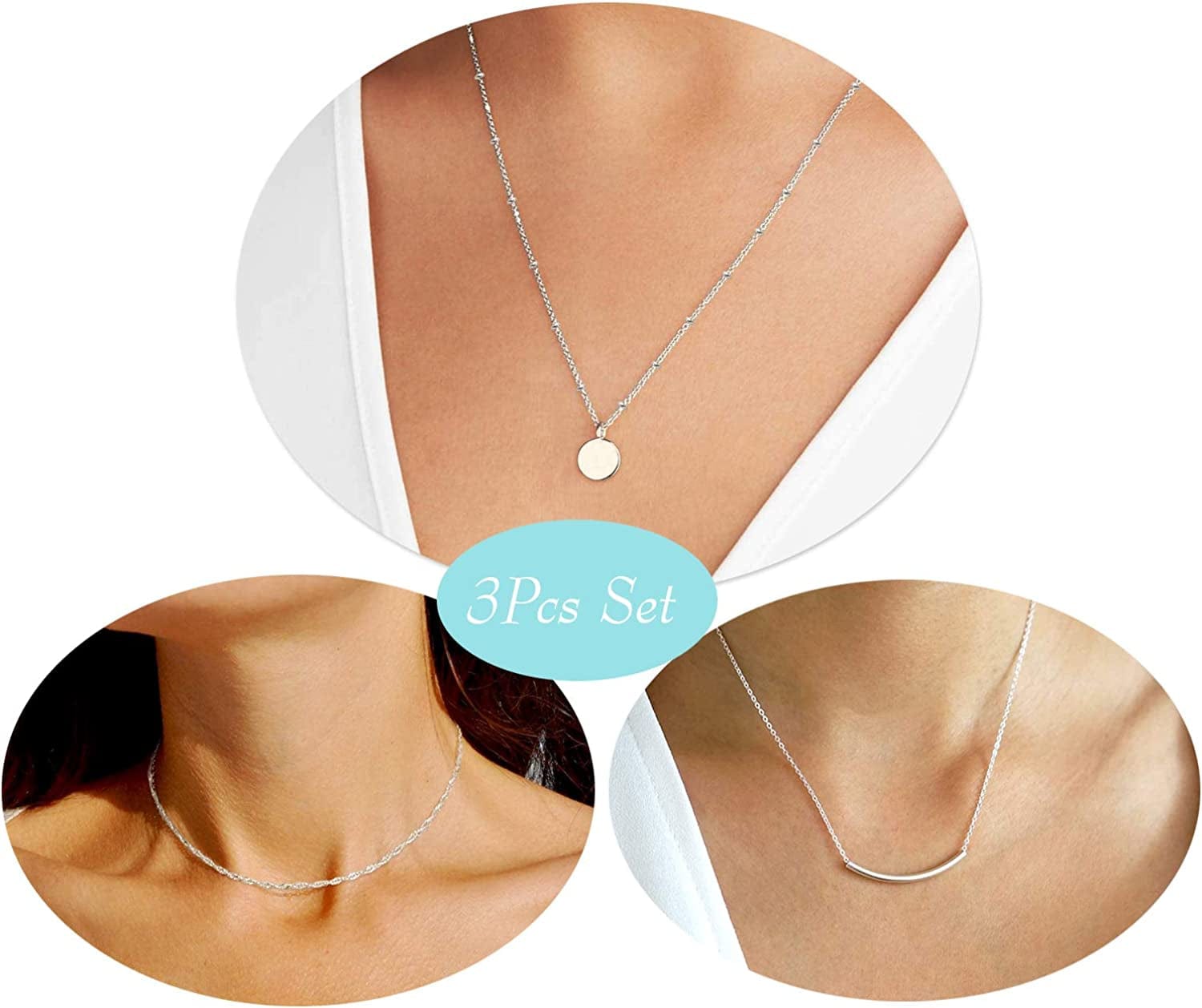 Dainty Layered Choker Necklaces Handmade Coin Tube Star Pearl Pendant Multilayer Adjustable Layering Chain Gold Plated Necklaces Set for Women Girls