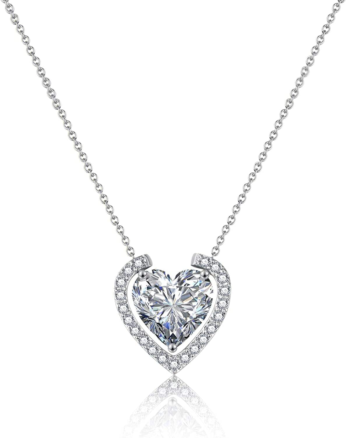 Dainty Necklace for Women 18K Gold Plated Women Necklace 5A Cubic Zirconia Necklace for Girls 18”Gift for Women Collection White Gold