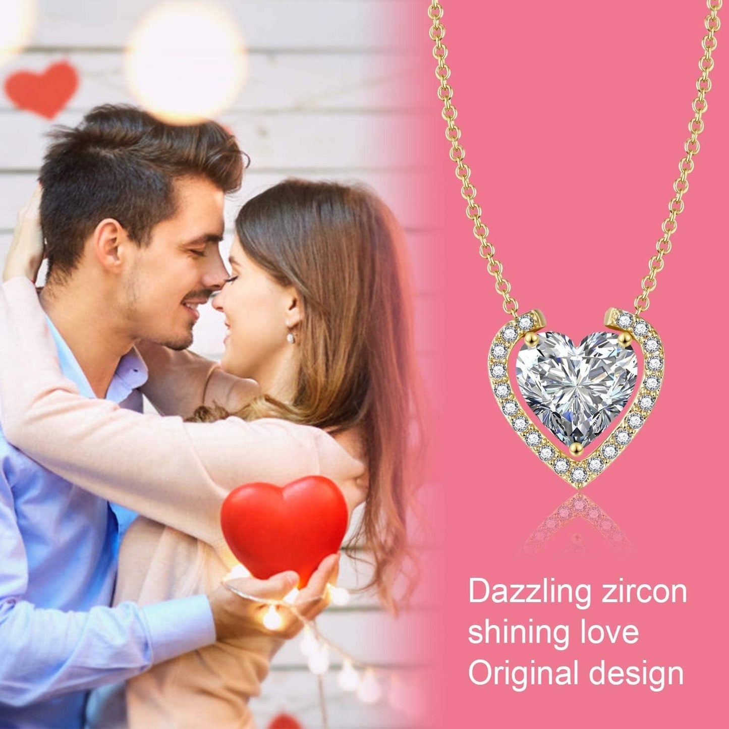 Dainty Necklace for Women 18K Gold Plated Women Necklace 5A Cubic Zirconia Necklace for Girls 18”Gift for Women Collection