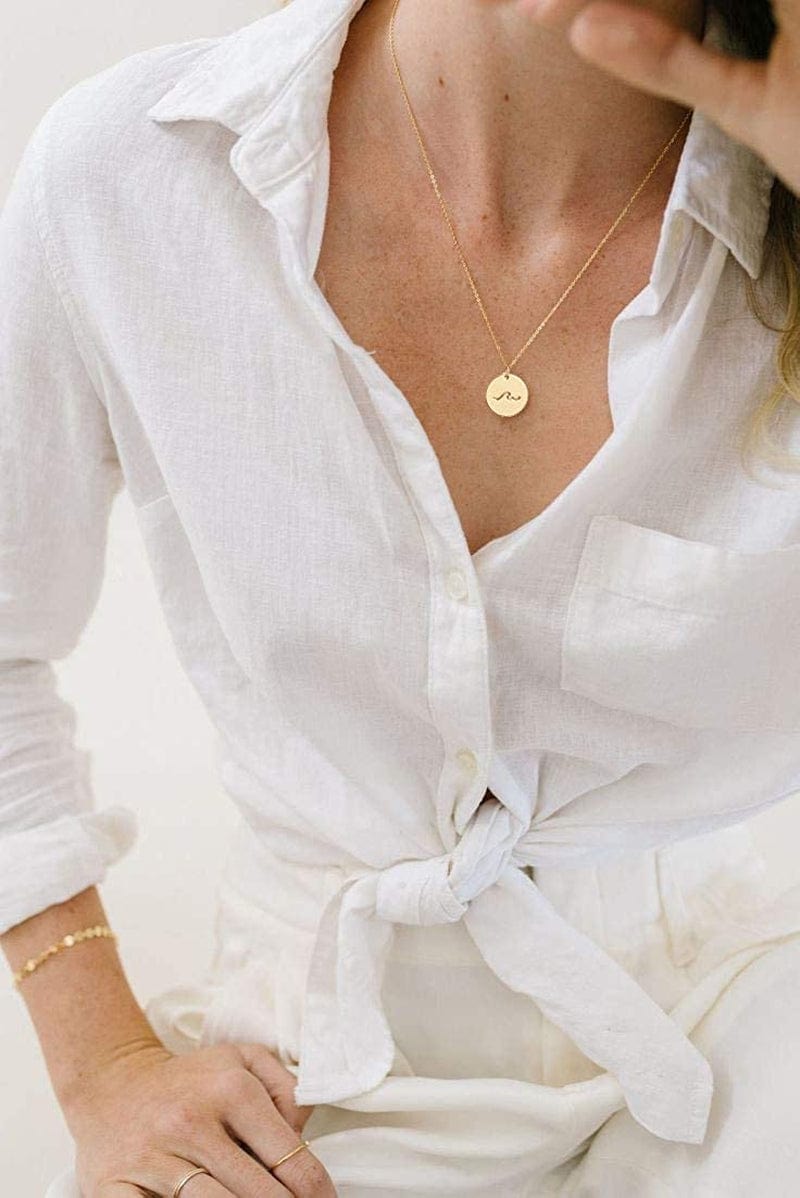 Dainty Weather Necklaces for Women, 14K Gold Plated Personalized Disc Rainbow Sun Star Moon Wave Compass Lightning Pendant for Women