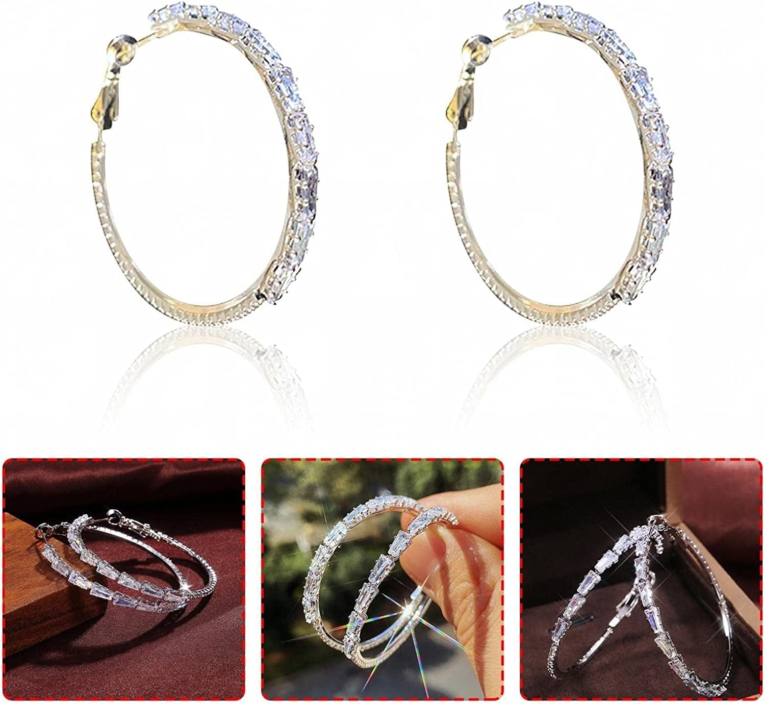 Dangle Earring Zircon Fashion Earrings S-Imple Exaggerated Gold for Ladies Unique Temperament Earrings Silver Cute Jewelry Gifts for Women Girls, Rose Gold Silver / One Size