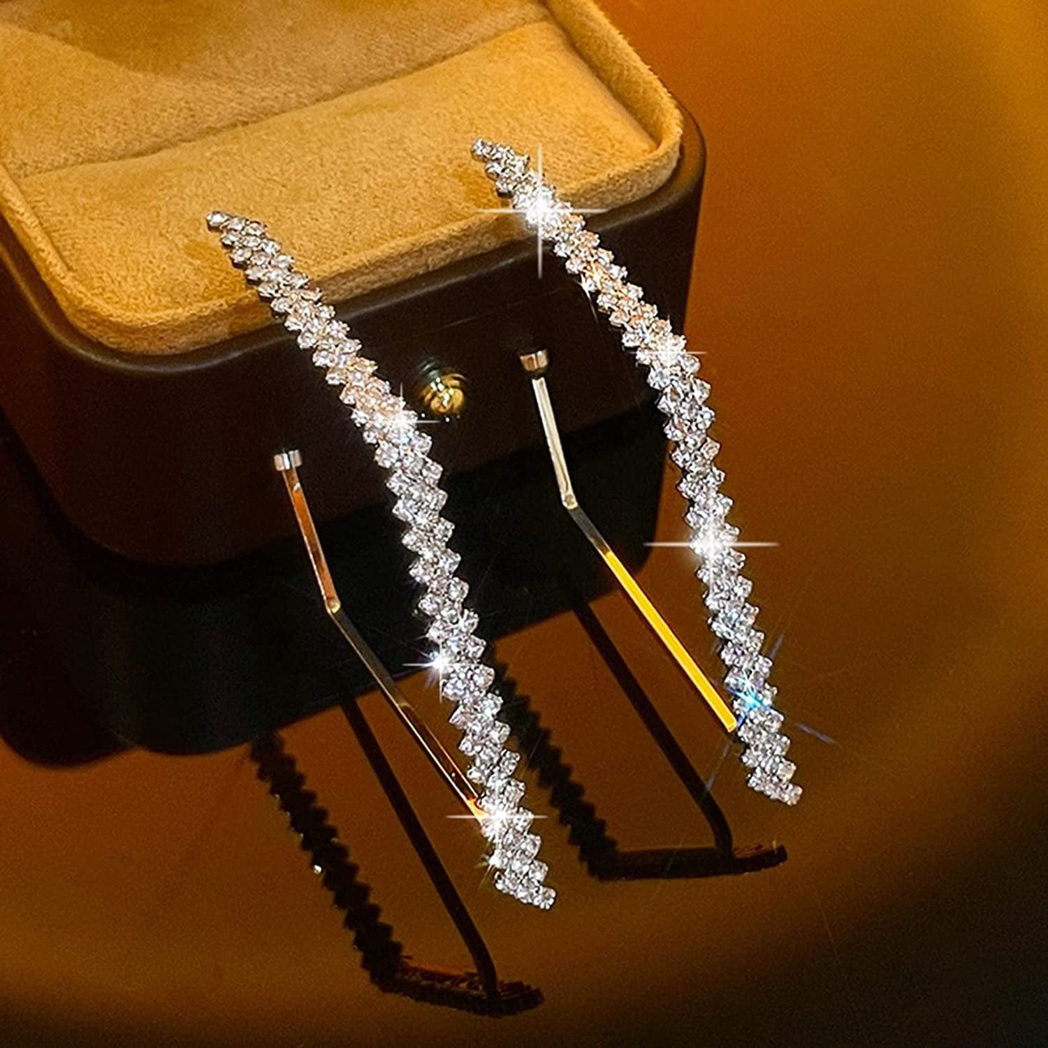 Dangle Earring Zircon Fashion Earrings S-Imple Exaggerated Gold for Ladies Unique Temperament Earrings Silver Cute Jewelry Gifts for Women Girls, Rose Gold Tc-silver / One Size