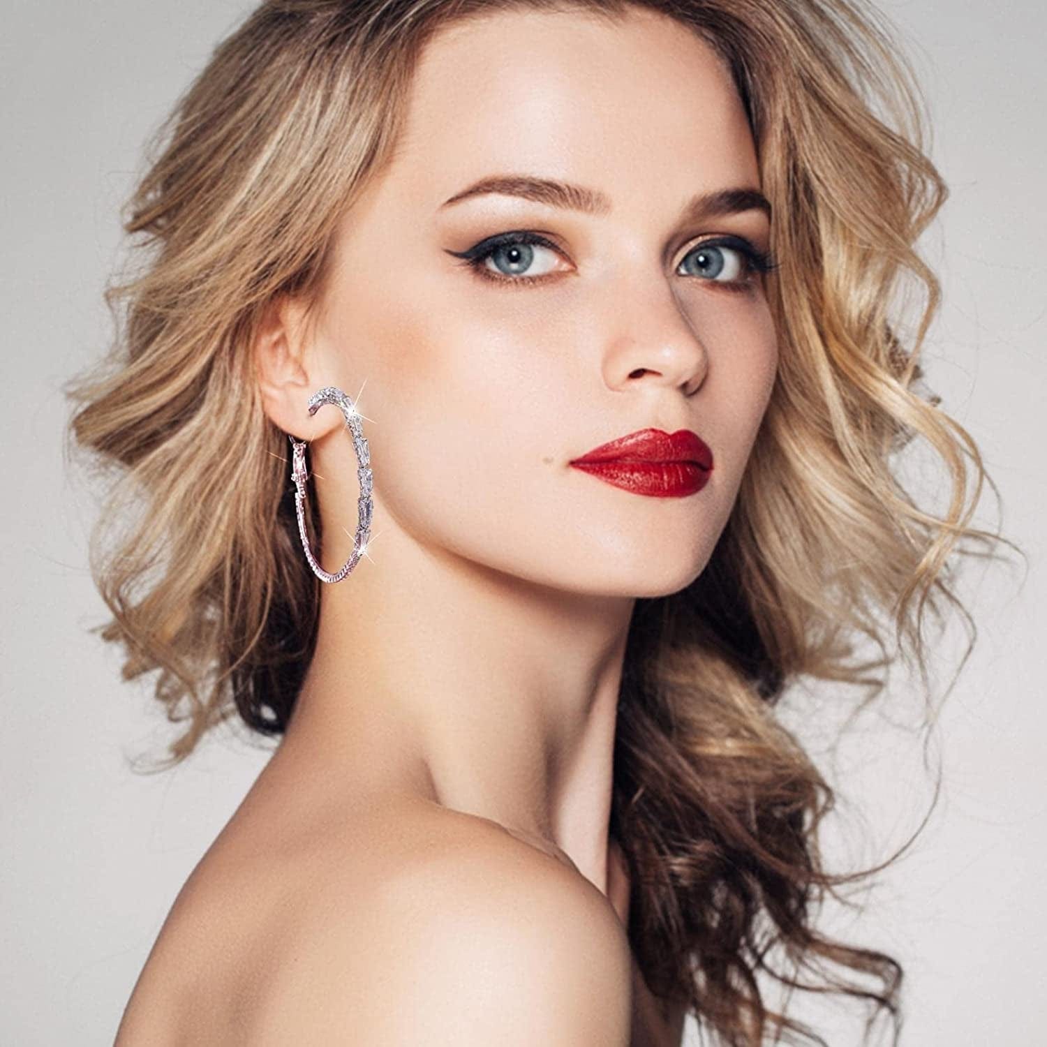 Dangle Earring Zircon Fashion Earrings S-Imple Exaggerated Gold for Ladies Unique Temperament Earrings Silver Cute Jewelry Gifts for Women Girls, Rose Gold