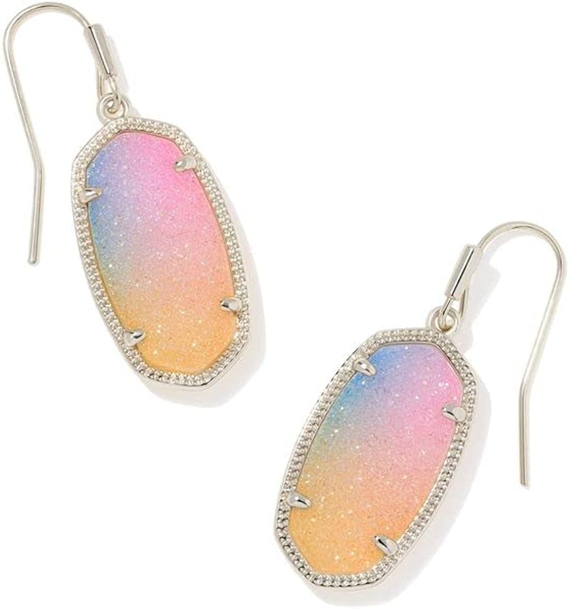 Dani Drop Earrings for Women, Fashion Jewelry RHODIUM - PINK WATERCOLOR DRUSY