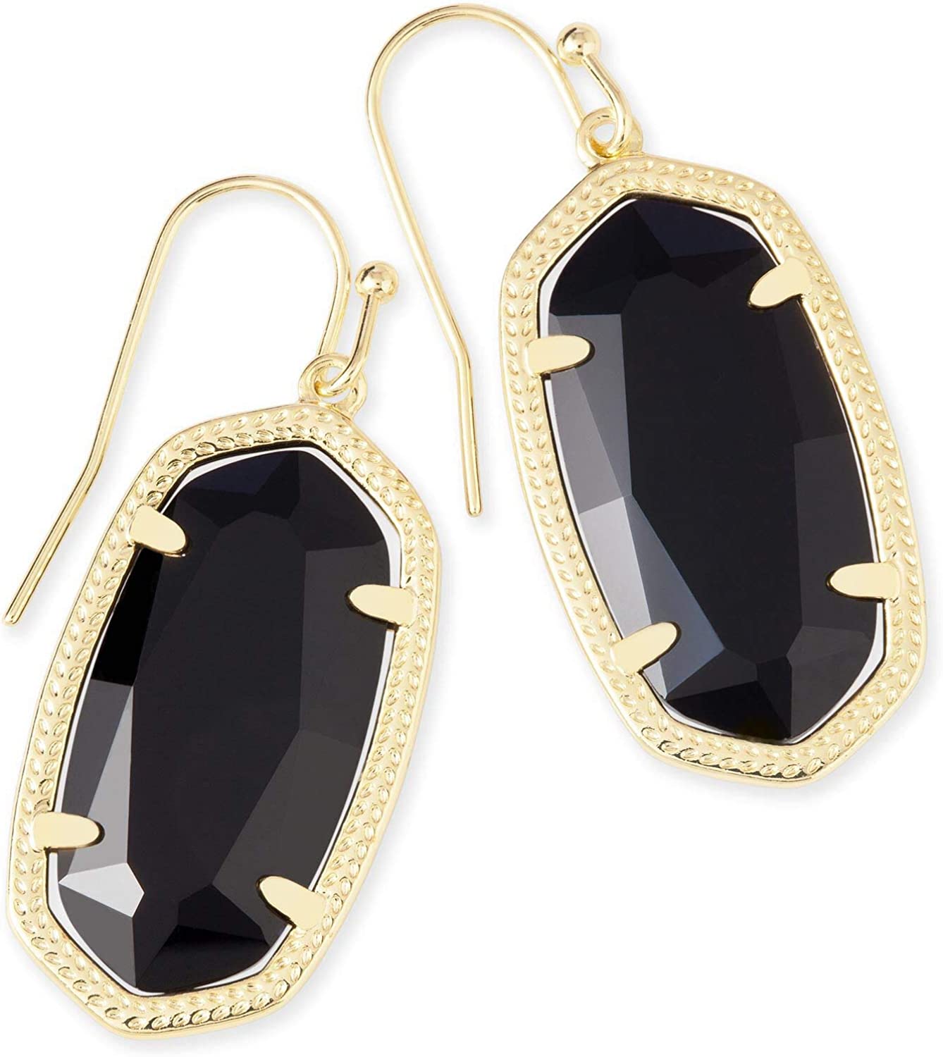 Dani Drop Earrings for Women, Fashion Jewelry GOLD - BLACK OPAQUE GLASS