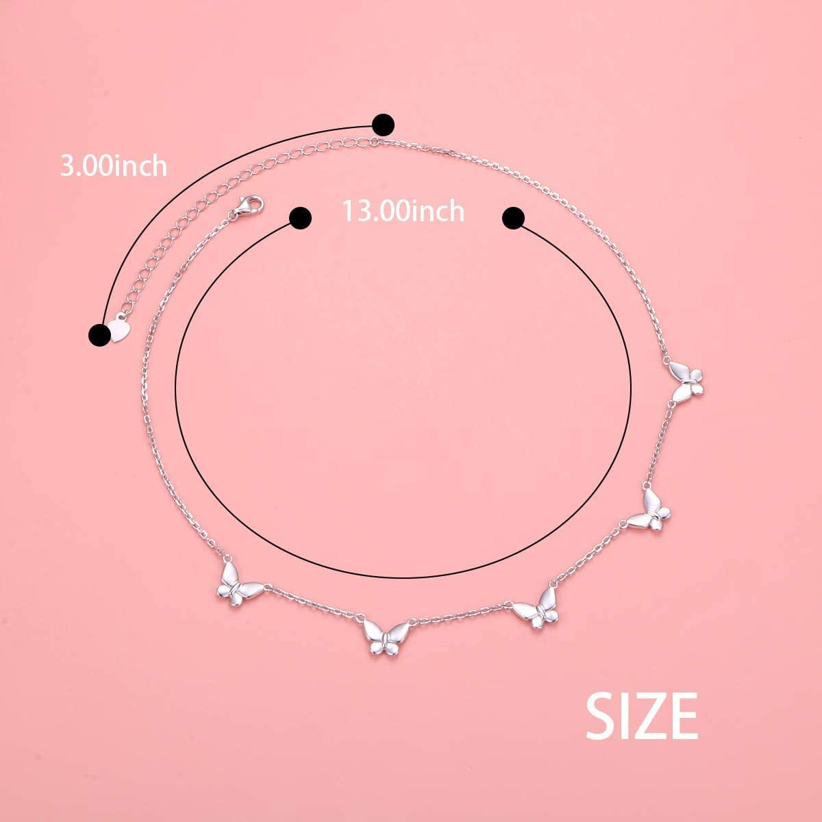 DAOCHONG 925 Sterling Silver Dainty Butterfly Choker Necklace for Women Teen Girls Jewelry Gifts Birthday