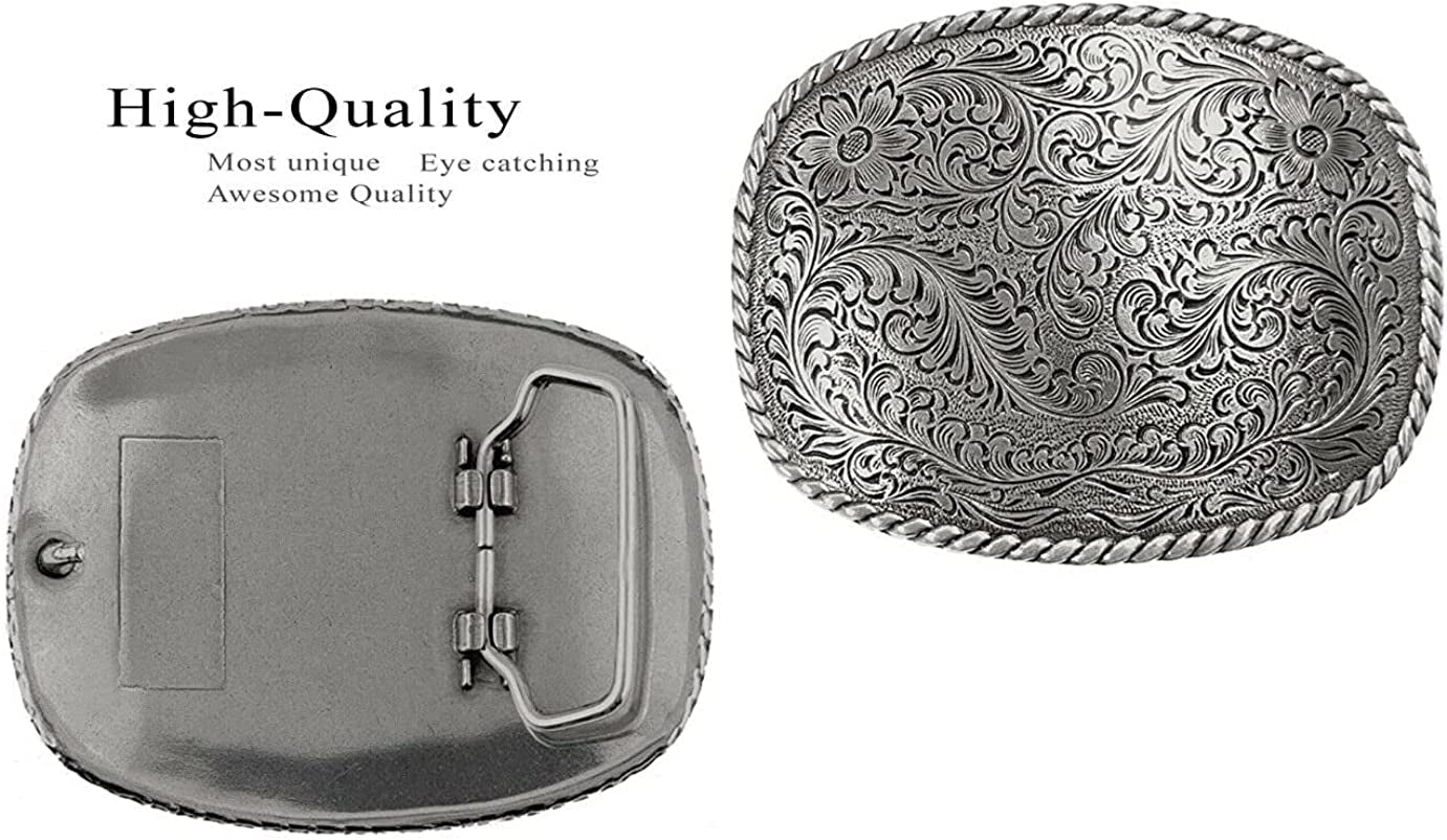 Western Antique Floral Engraved Rope Edge Design Belt Buckle Fits 1-1/2"(38Mm) Wide Belt Apparel & Accessories > Clothing Accessories > Belt Buckles Belts.com