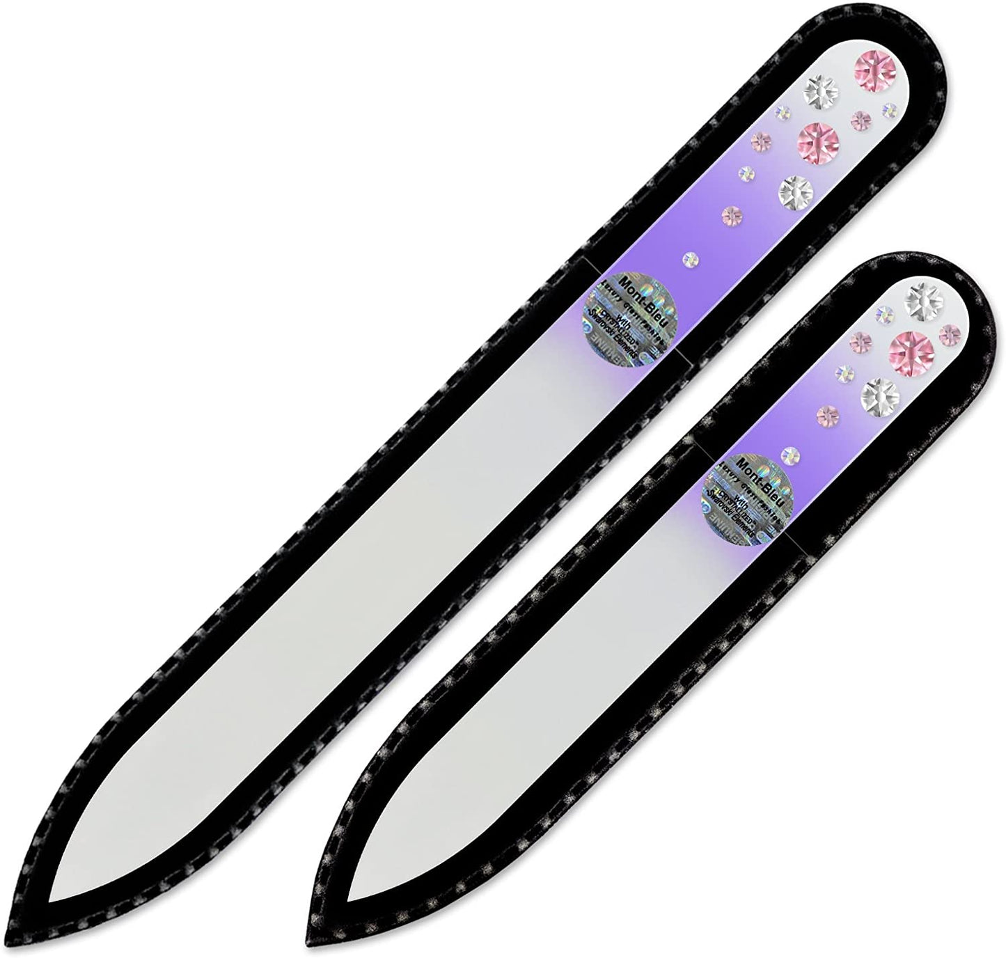Nail Files - Mont Bleu Set of 2 Glass Nail Files Hand Decorated with Crystals - Czech Tempered Glass - Travel Nail File for Shiny Nails - Crystal Nail Files Health & Beauty > Personal Care > Cosmetics > Cosmetic Tools > Nail Tools Mont Bleu Light Rose - Crystal
