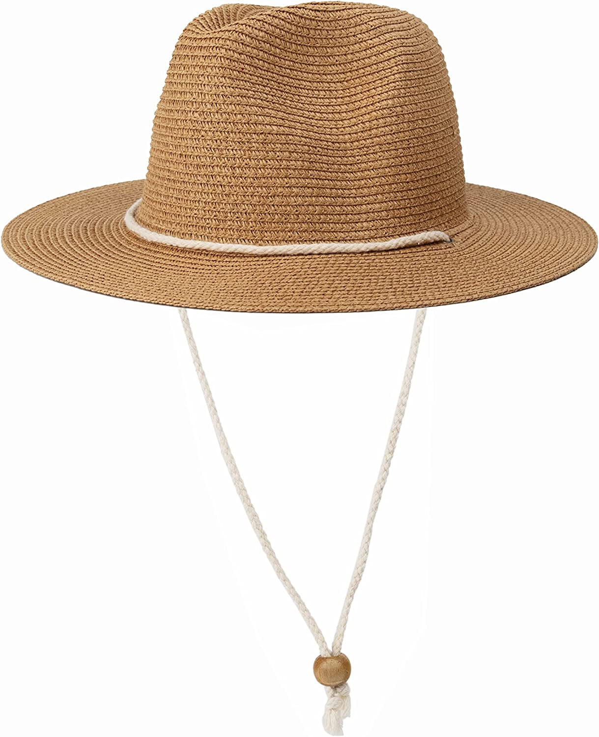Koreshion Women Straw Panama Hat Summer Wide Brim Fedora Cap Beach Sun Hats UPF50+ Apparel & Accessories > Clothing Accessories > Hats Koreshion Brown