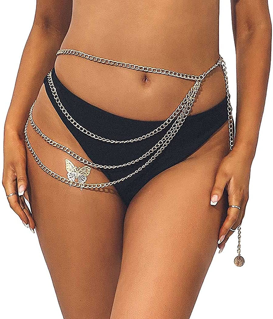 Victray Gold Belly Waist Chain Beach Layered Body Chains Fashion Waist Jewelry Nightclub Body Accessory for Women and Girls Apparel & Accessories > Jewelry > Body Jewelry Victray
