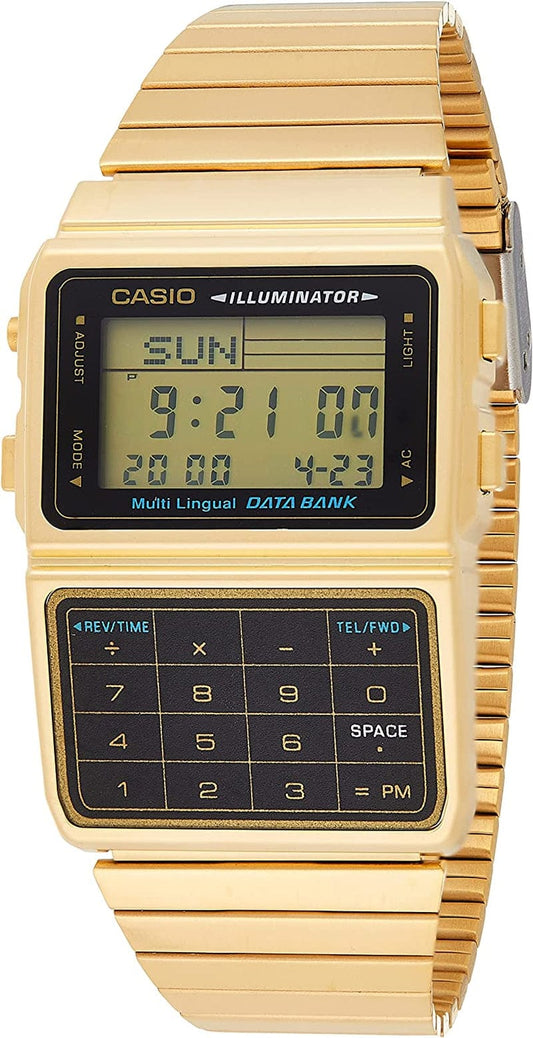 #DBC611G-1D Men'S Gold Tone 25 Memory Calculator Databank Watch